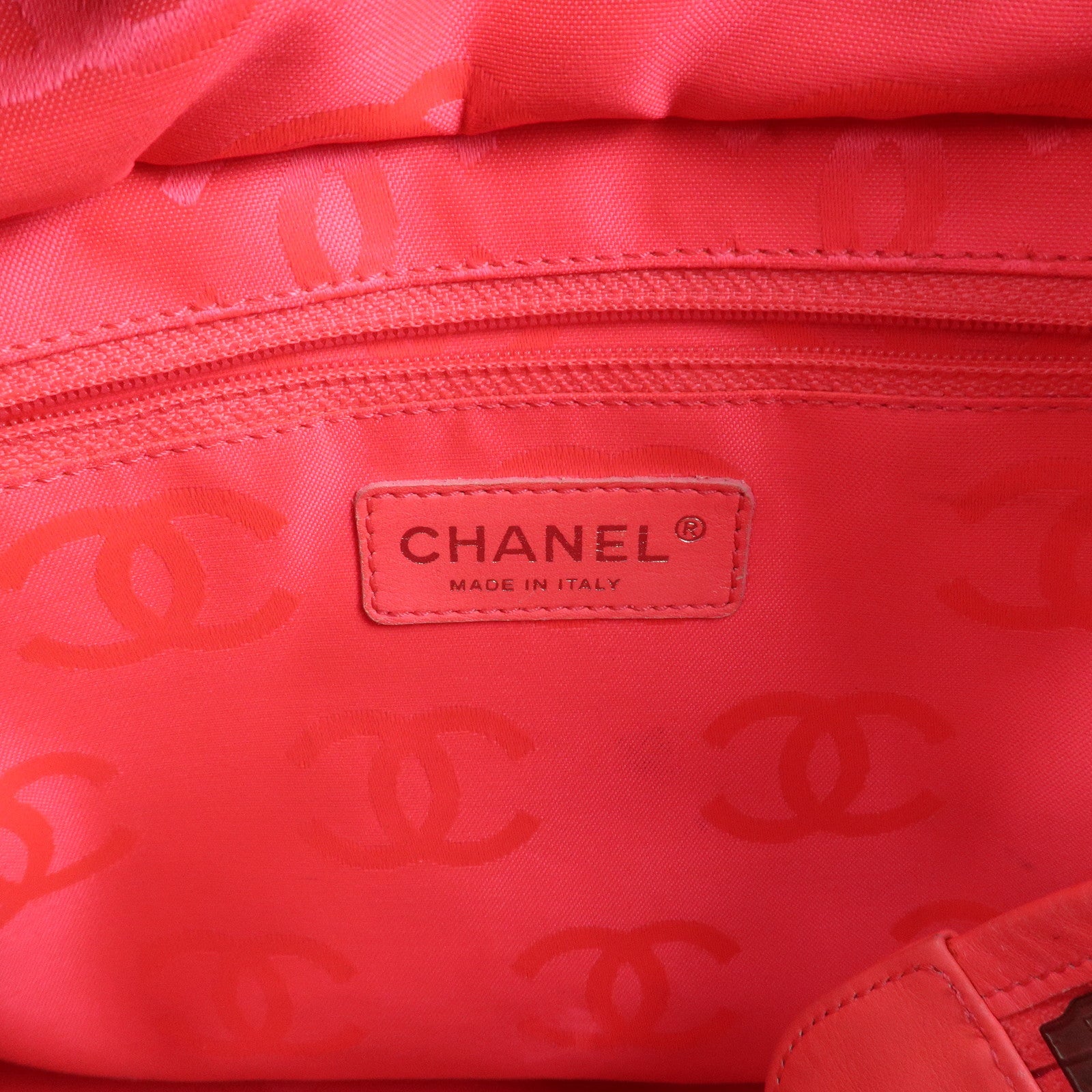 CHANEL Cambon Line Lamb Skin COCO Mark Large Tote Bag A25169 Used