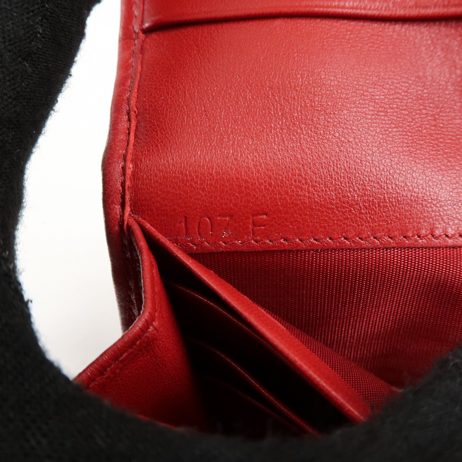 PRADA Logo Leather Bi-Fold Long Wallet Red Gold Hardware Used