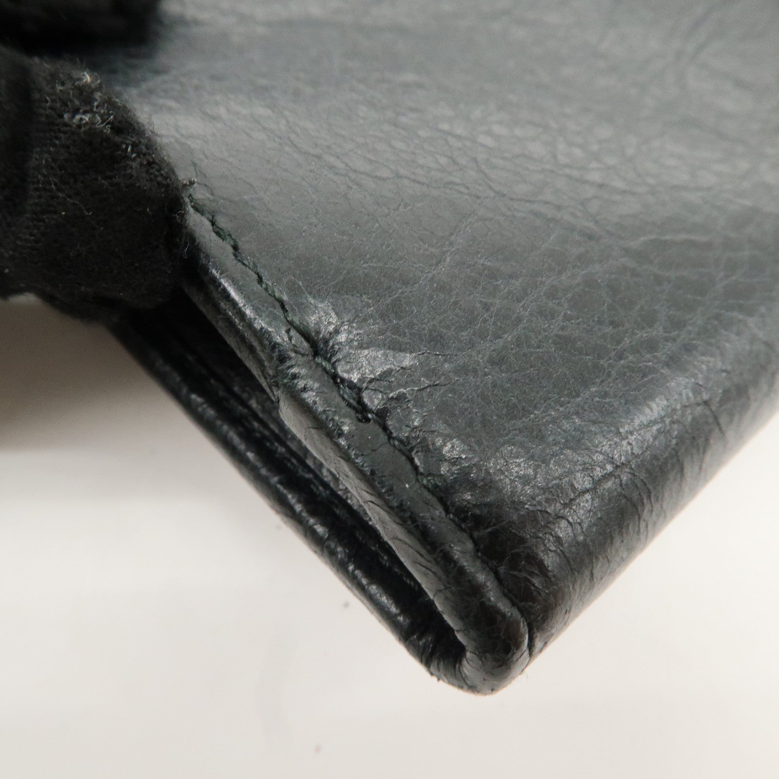 BALENCIAGA Giant Money Leather Bi-fold Long Wallet 233599 Black Used