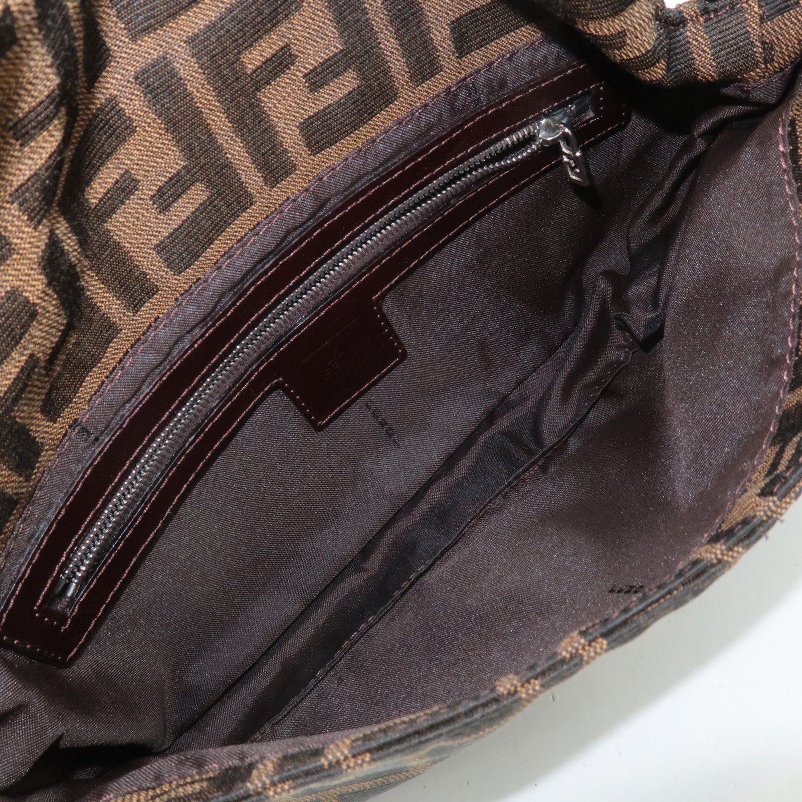 FENDI Mamma Baguette Zucca Canvas Shoulder Bag Brown Black 26424 Used