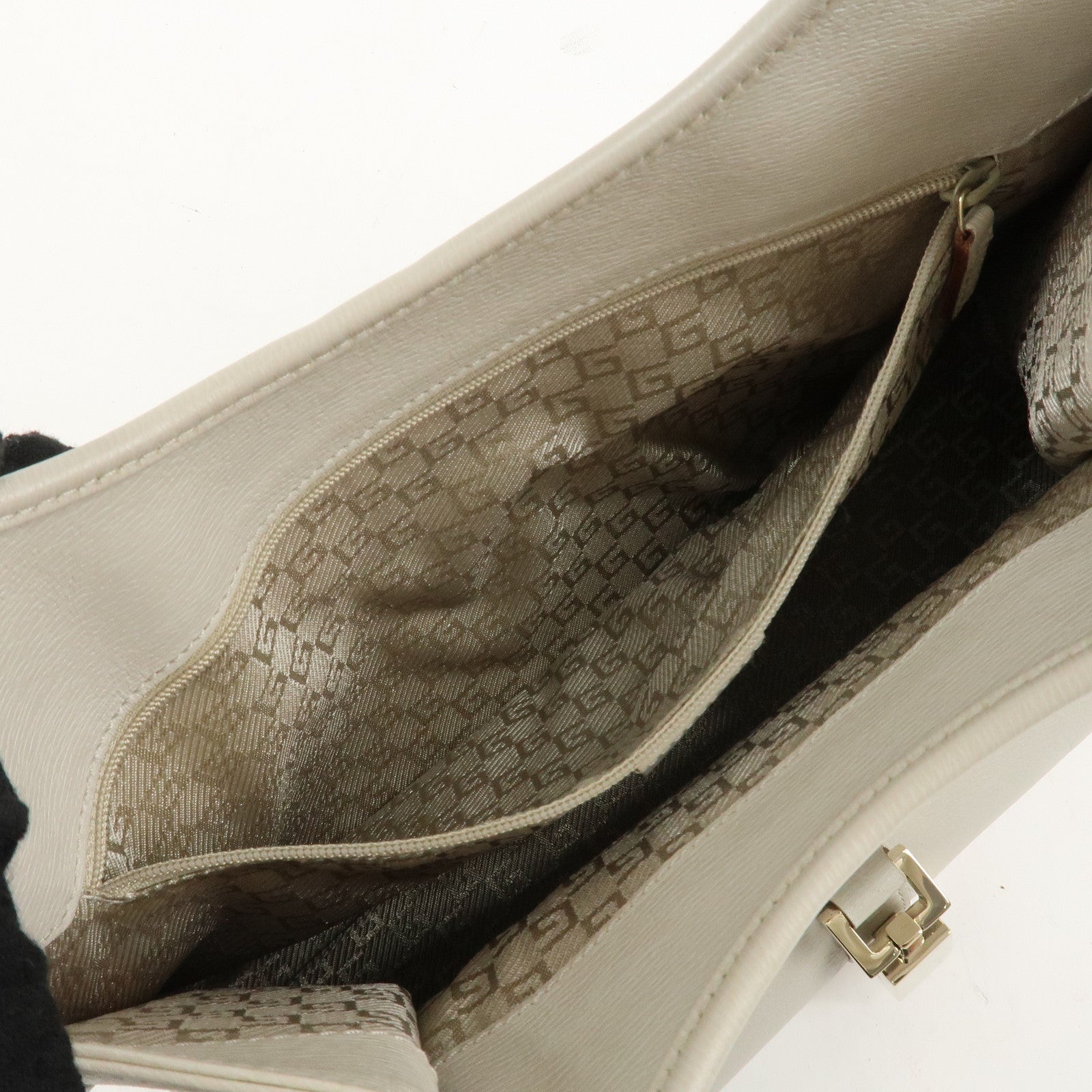 GUCCI Jackie Leather Shoulder Bag Ivory 002.1067 Used