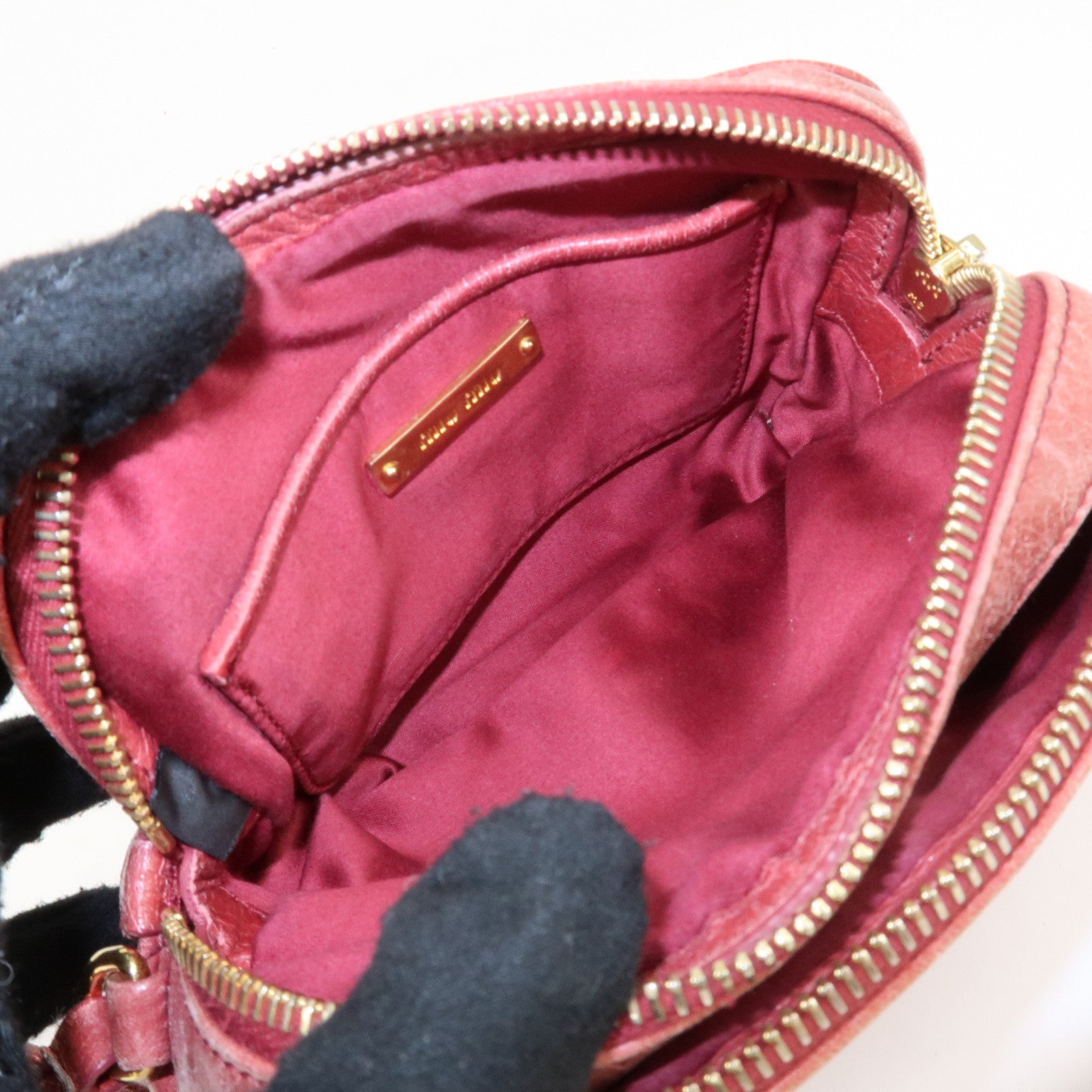 MIU MIU Leather Shoulder Bag Crossbodyb Bag Pink 5BH543 Used