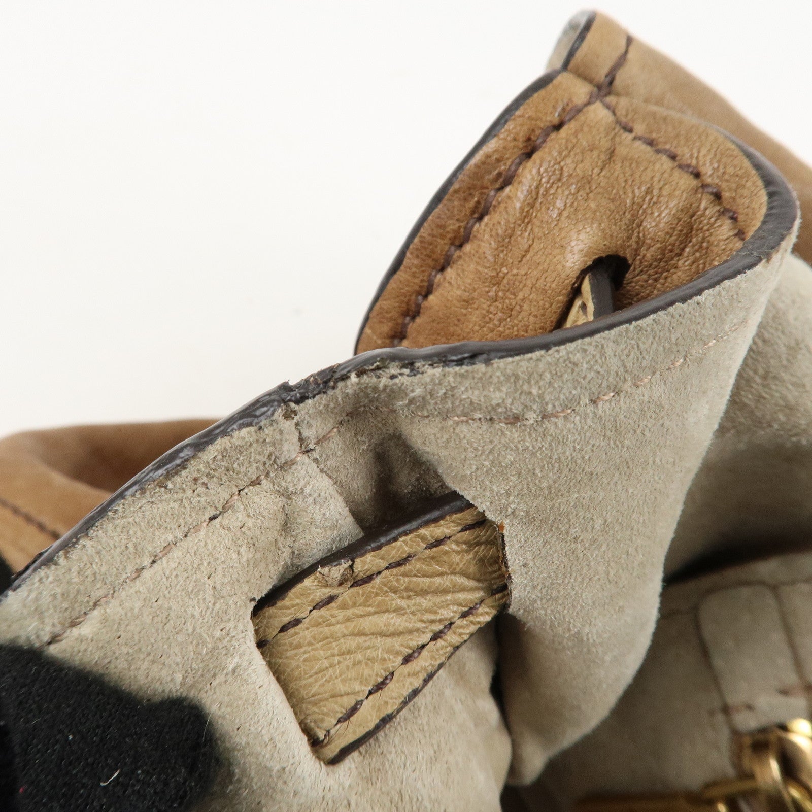 MIU MIU Leather 2Way Bag Hand Bag Shoulder Bag Brown Gold HDW Used