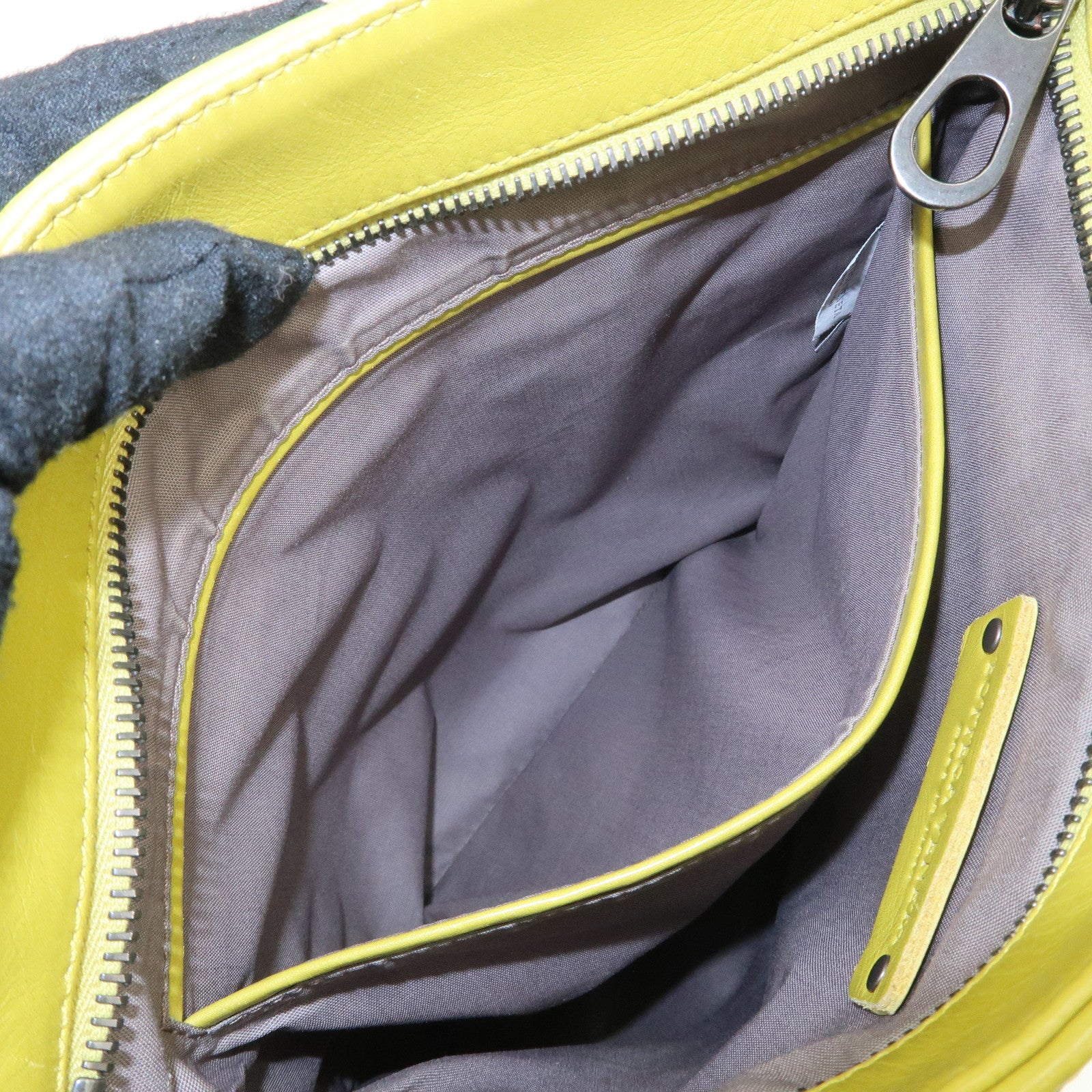 BOTTEGA VENETA Intrecciato Leather Shoulder Bag Yellow Used