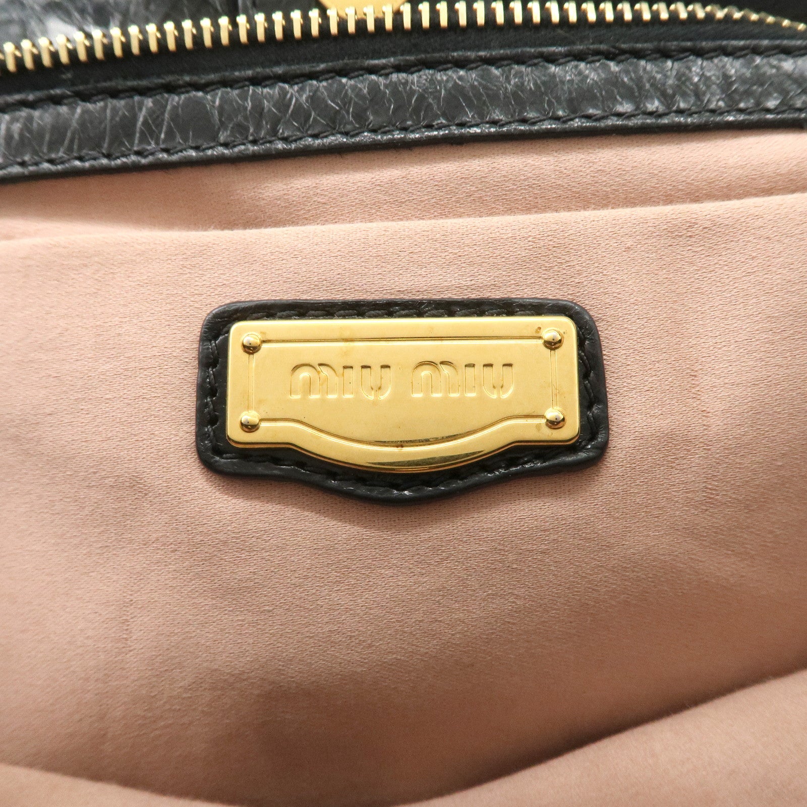 MIU MIU Leather 2Way Bag Hand Bag Shoulder Bag Black RN0685 Used