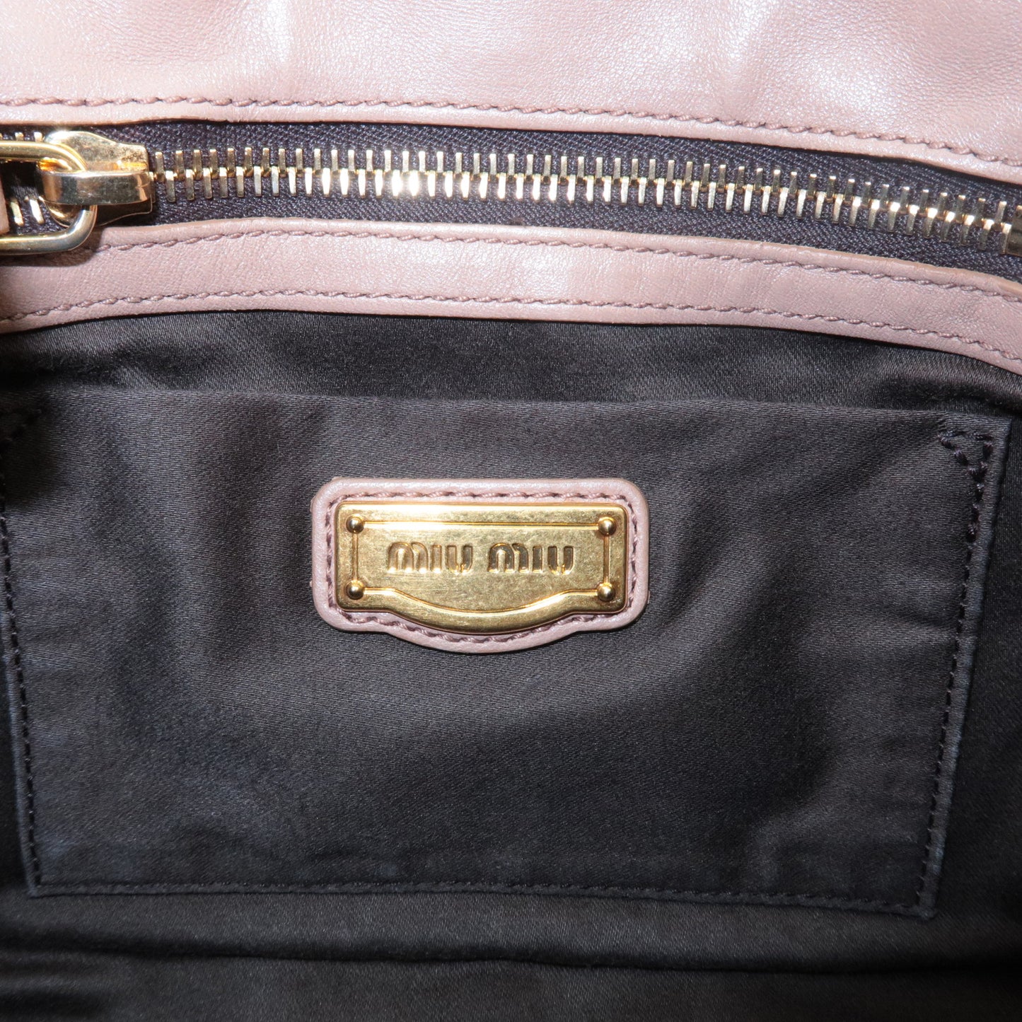 MIU MIU Matelasse Leather 2Way Bag Hand Bag Pink Beige