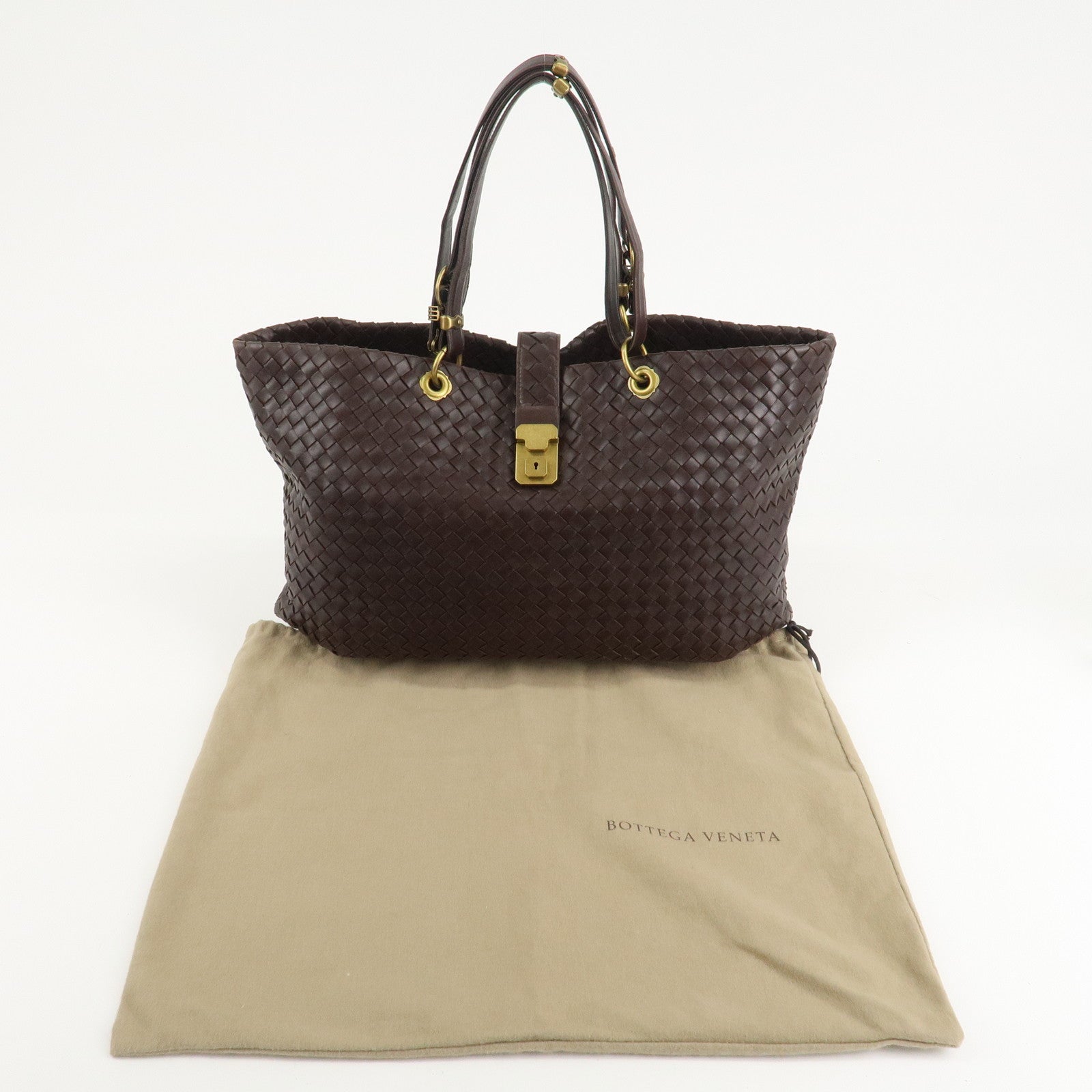 BOTTEGA VENETA Intrecciato Leather Tote Bag Dark Brown 162197 Used