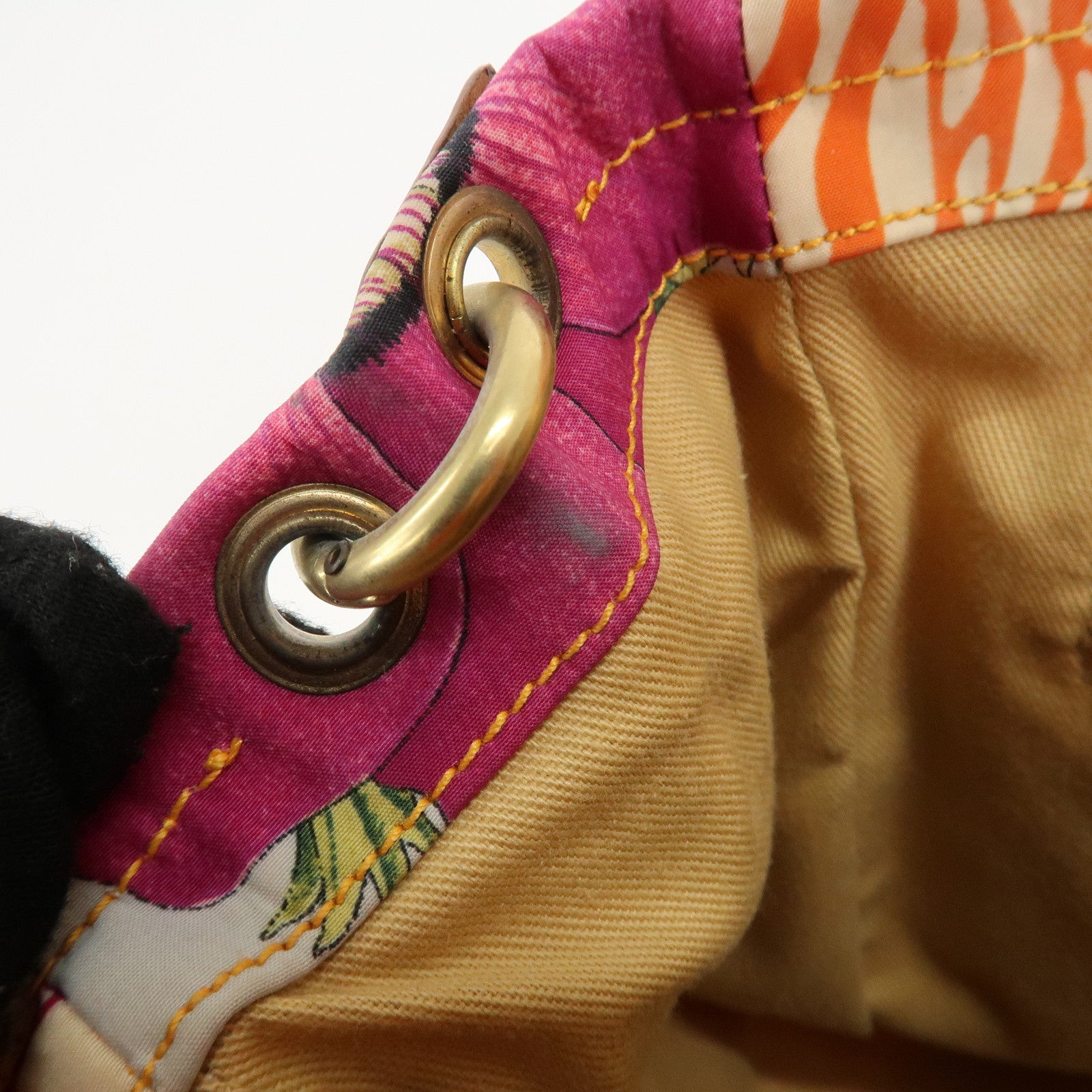 Ferragamo Nylon Leather Tote Bag Animal Multi Color AF-216407 Used