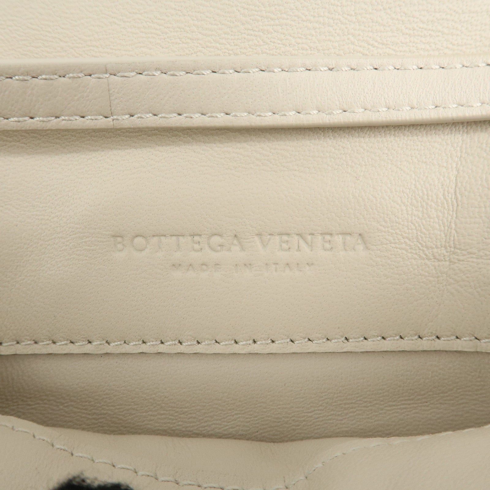 BOTTEGA VENETA Intrecciato Leather Shoulder Bag Ivory Used