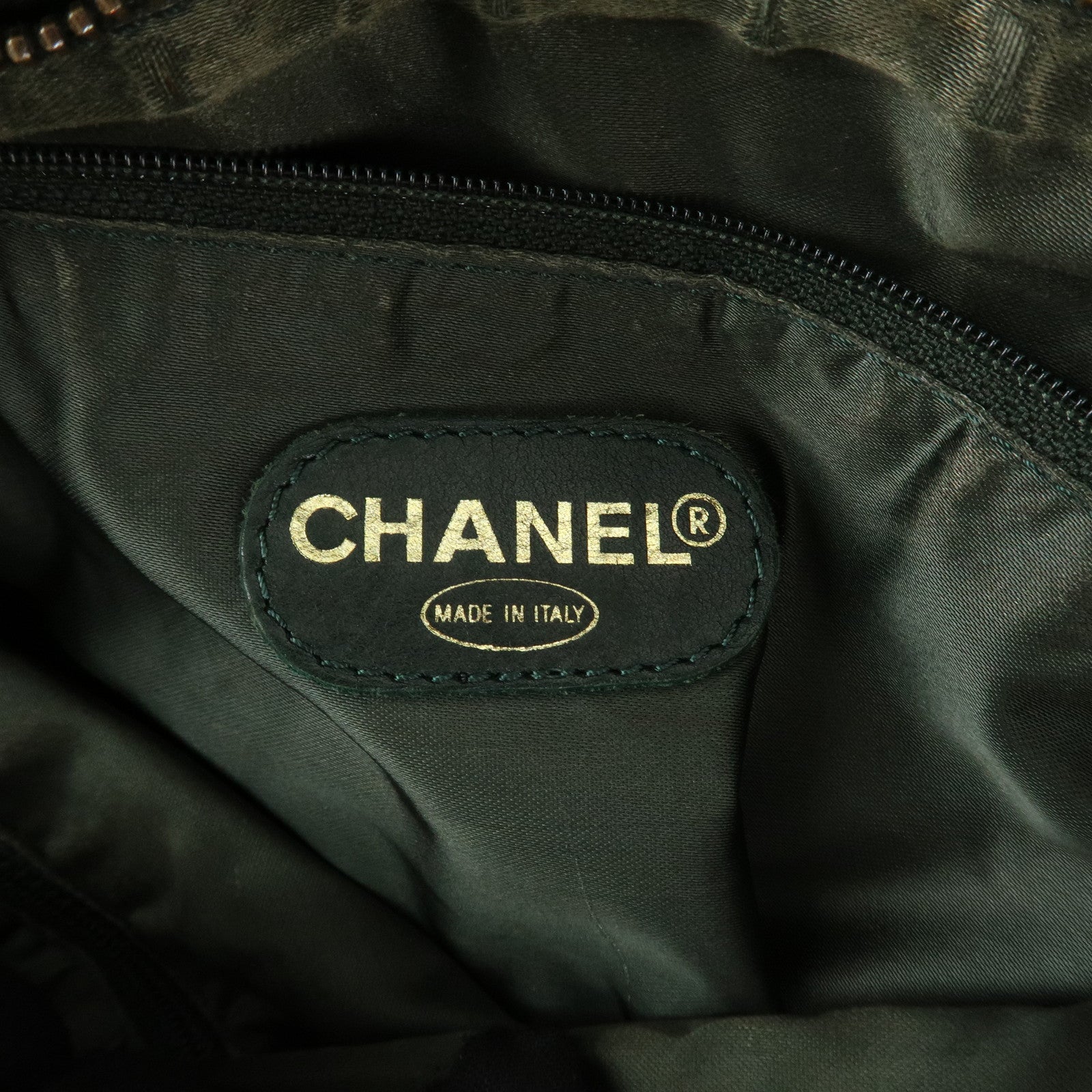 CHANEL COCO Mark Lamb Skin Tassel Fringe Shoulder Bag Green Used