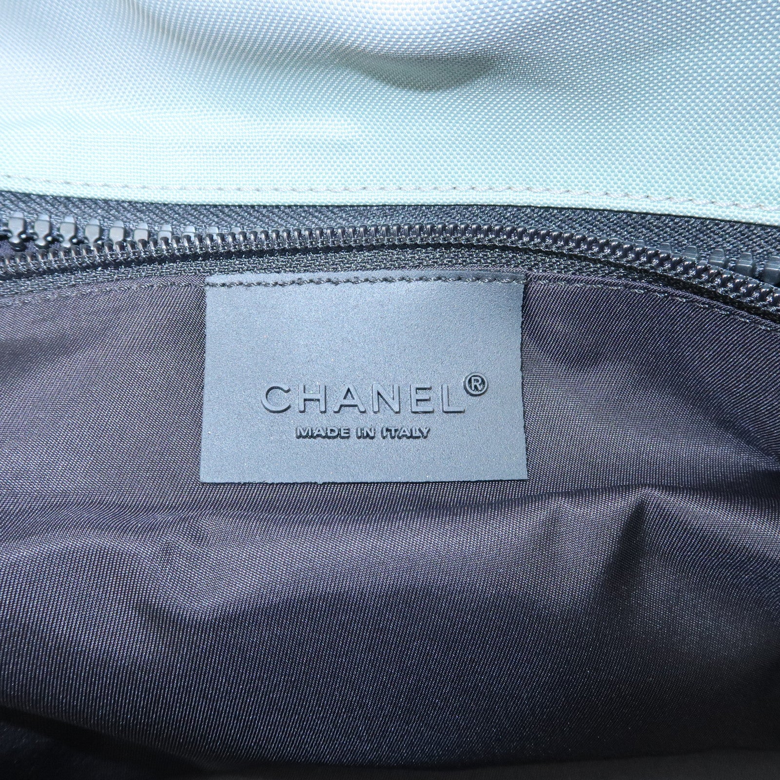 CHANEL Sportsline Nylon Canvas Boston Bag Black Gray A19976 Used