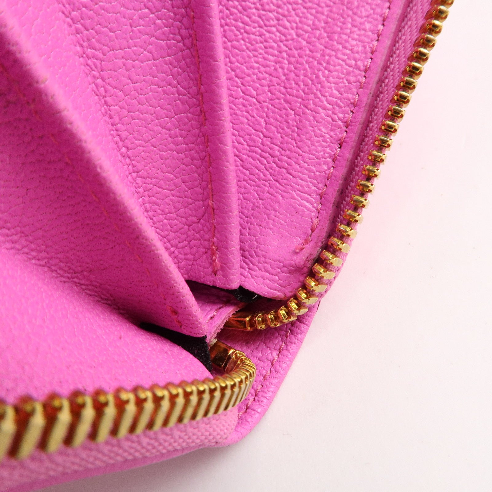 BALENCIAGA Leather Classic Continental Zip Wallet Pink 390187 Used