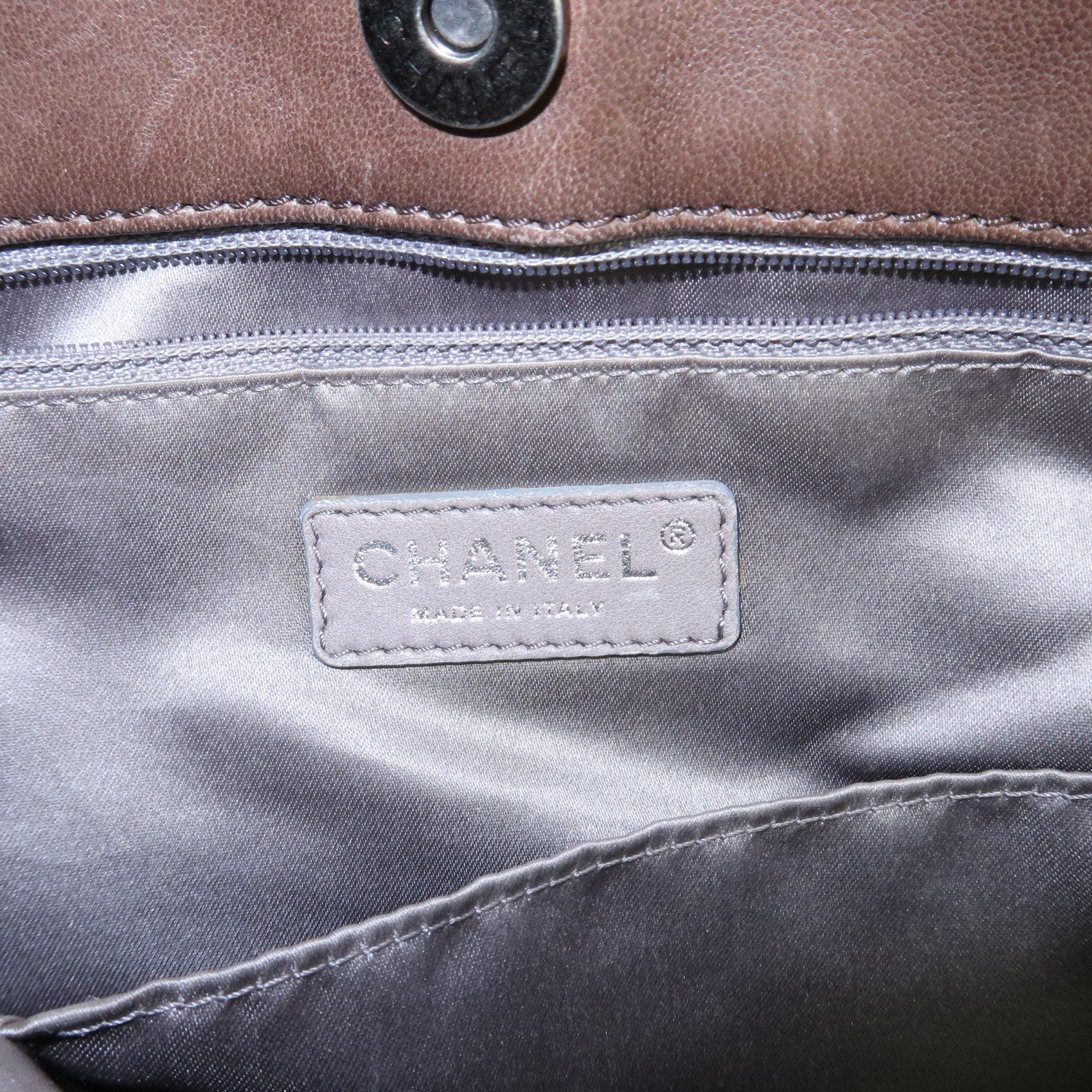 CHANEL Matelasse Leather Hand Bag Tote Bag Brown Used