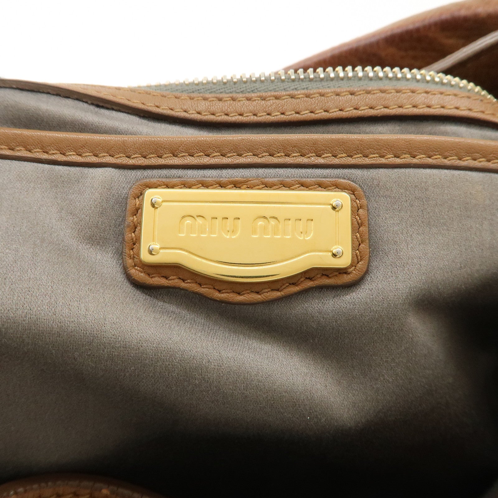 MIU MIU Leather 2WAY Bag Shoulder Bag Brown Used