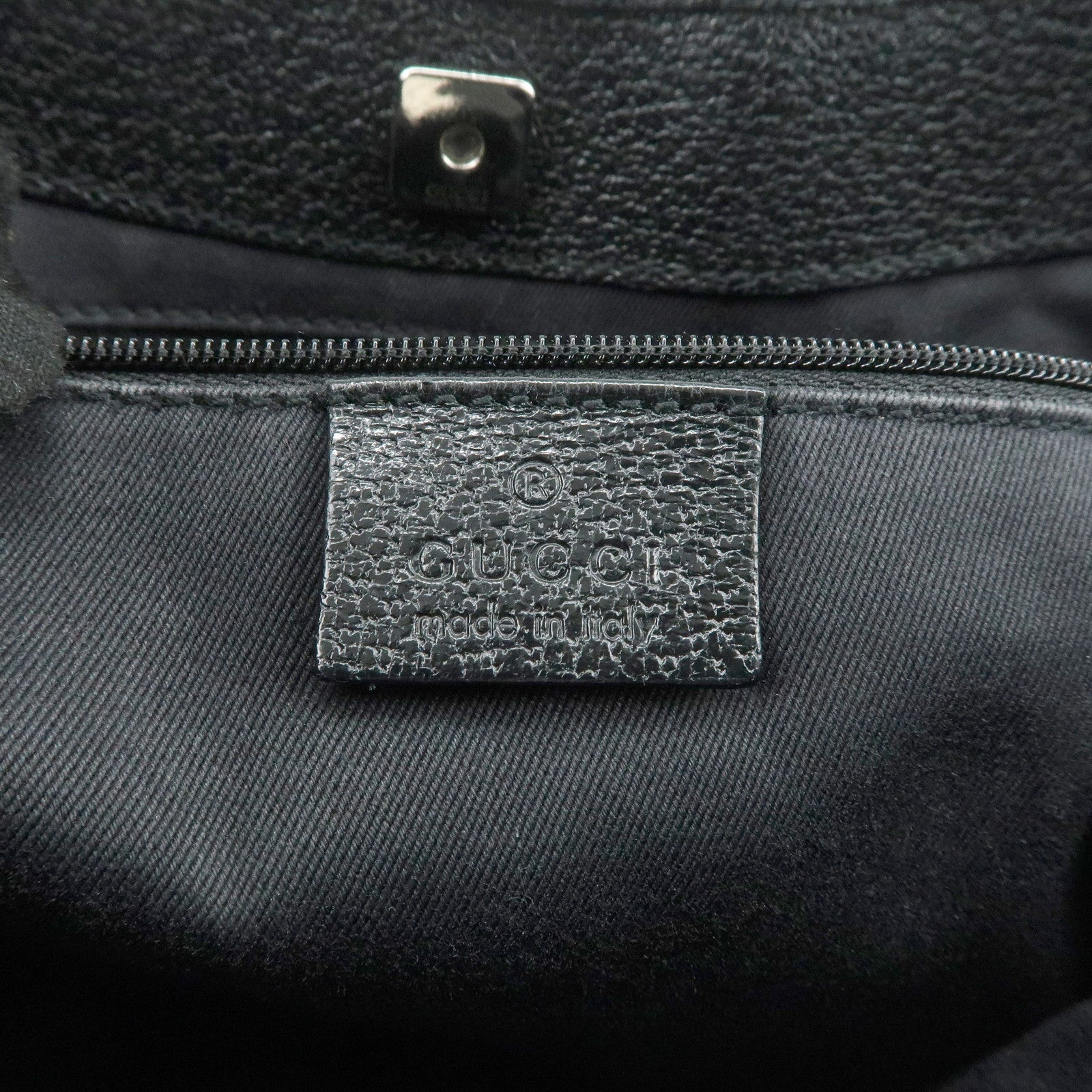 GUCCI GG Canvas Leather Tote Bag Hand Bag Black 113015 Used