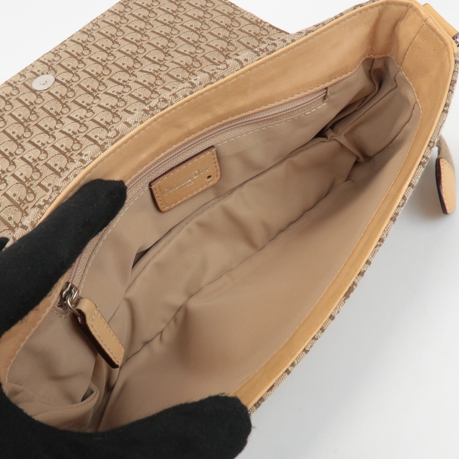 Christian Dior Street Chic Trotter Canvas Leather Shoulder Bag Used