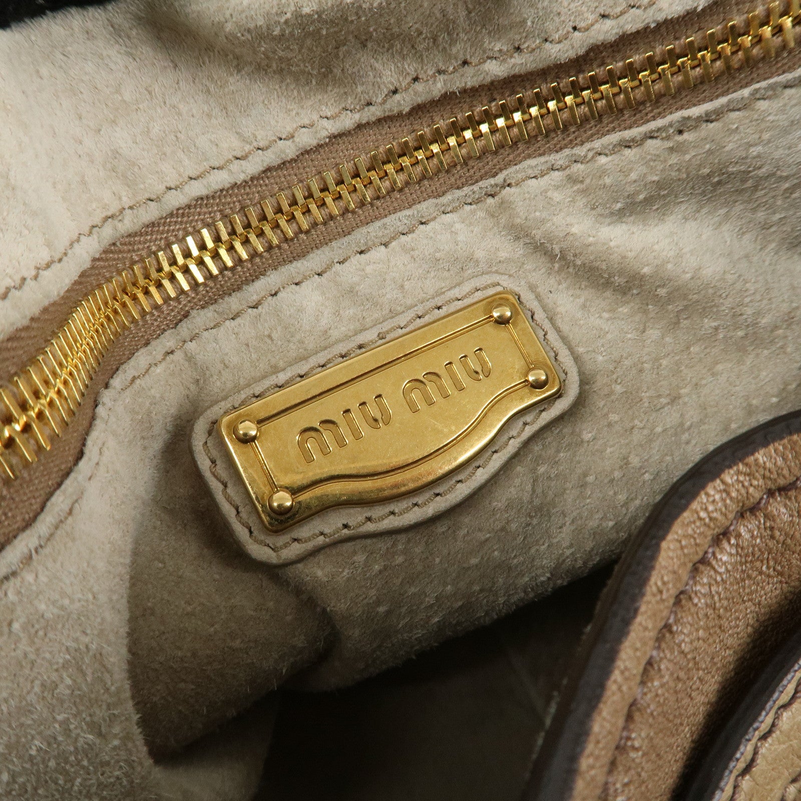 MIU MIU Leather 2Way Bag Hand Bag Shoulder Bag Brown Gold HDW Used