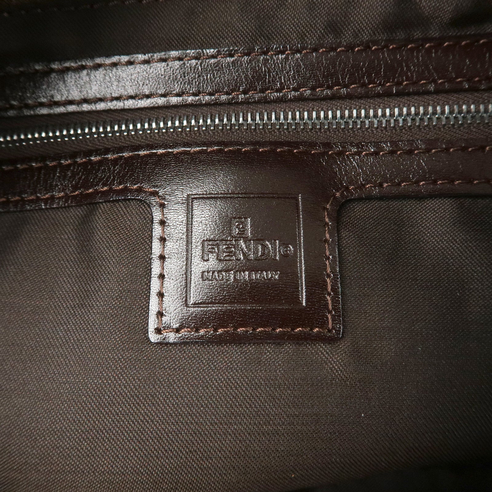 FENDI Mamma Baguette Zucca Canvas Leather Shoulder Bag 26325 Used