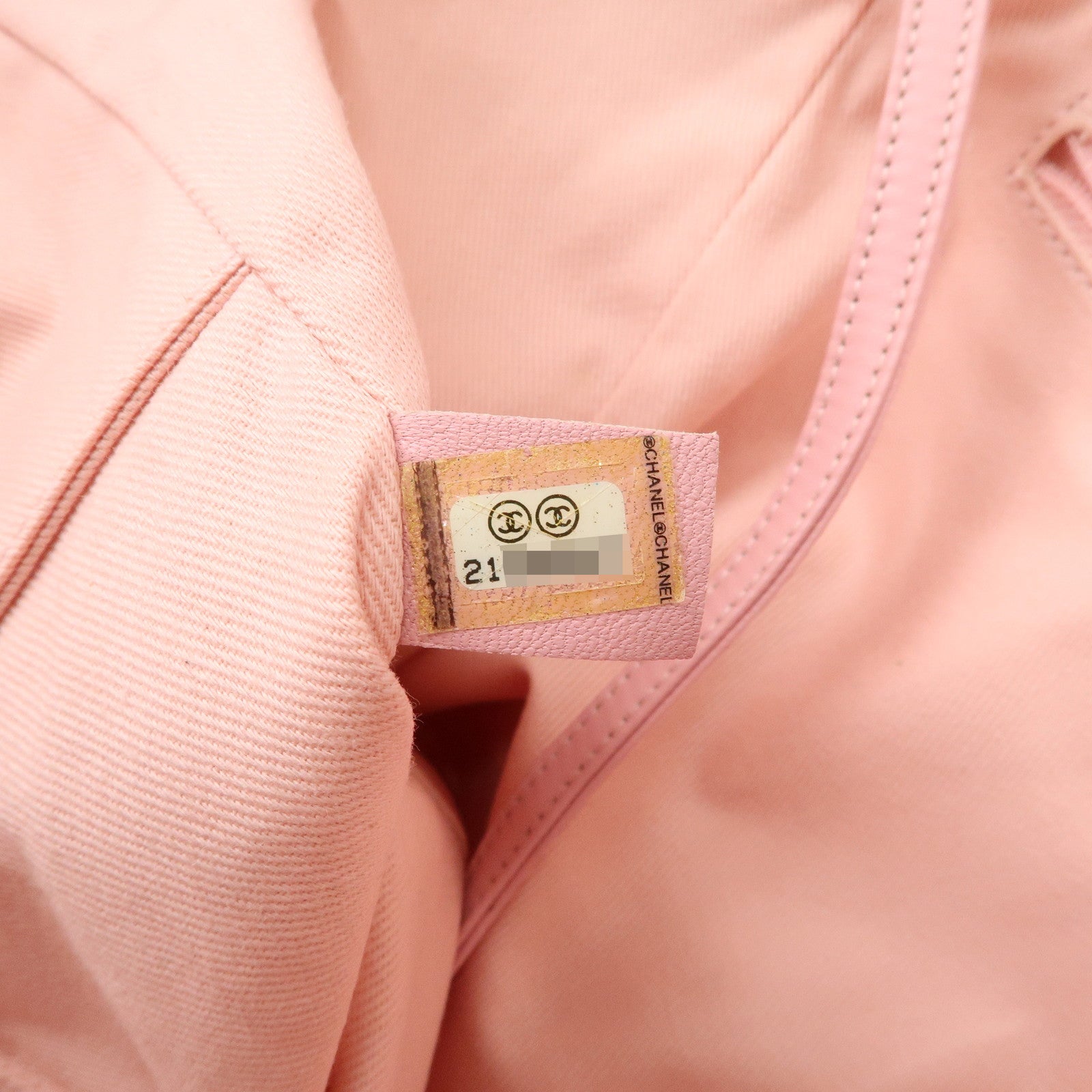 CHANEL Deauville Raffia Leather Chain Tote Bag GM Pink A66941 Used