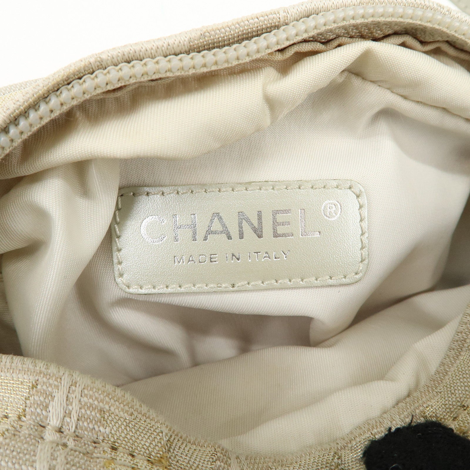 CHANEL New Travel Line Nylon Jacquard Leather Shoulder Bag Used