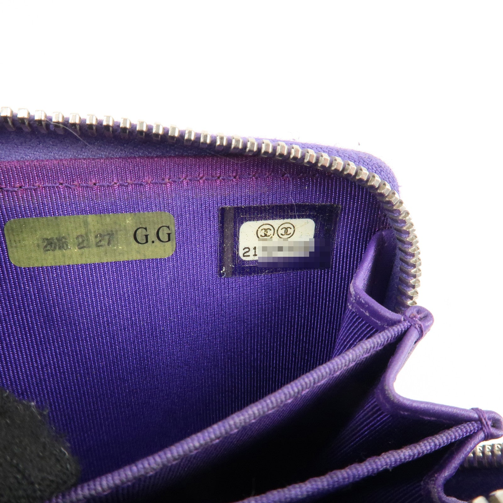 CHANEL Matelasse Patent Leather Card Case Coin Case Purple Used