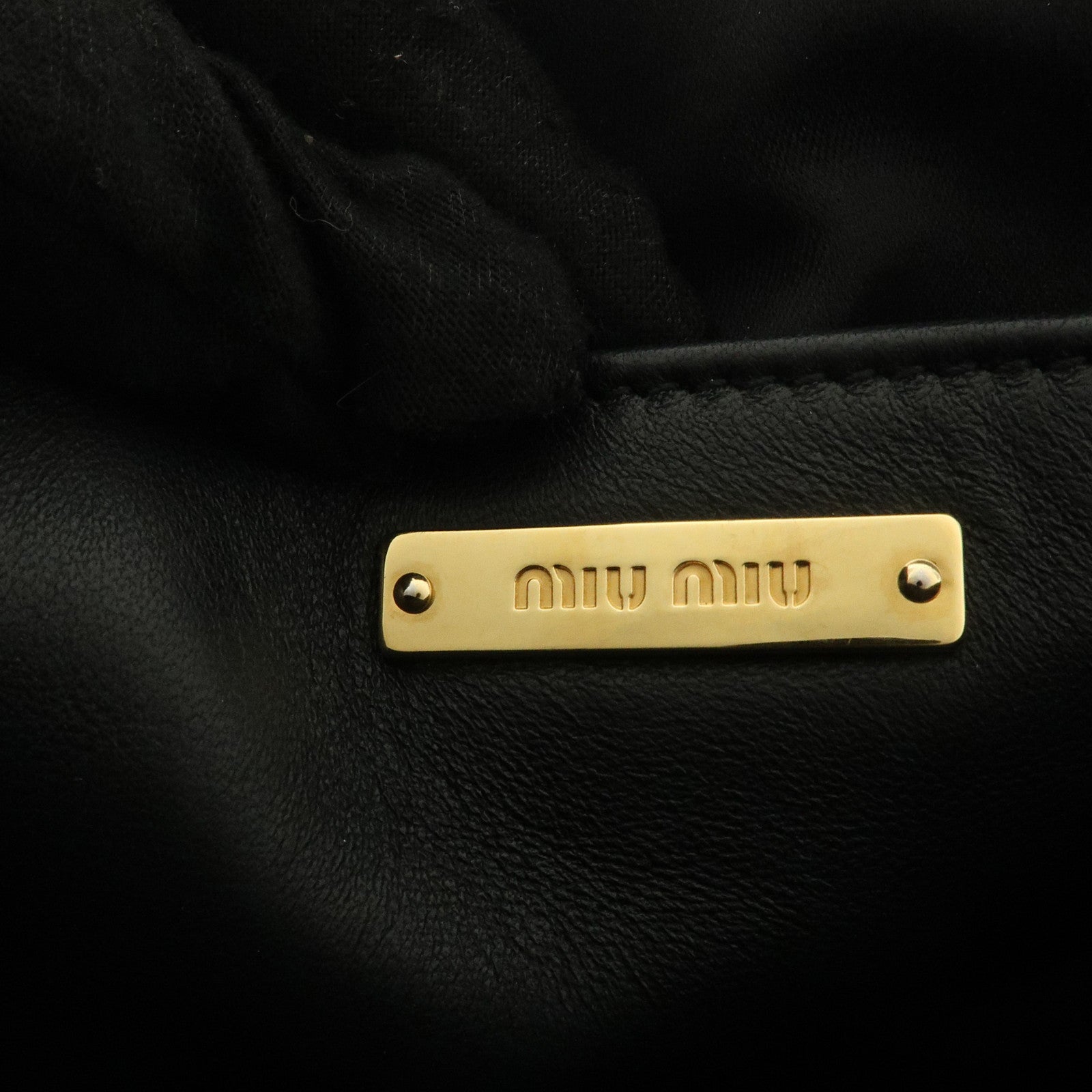 MIU MIU Matelasse Leather Chain Shoulder Bag Crossbody Bag Black Used