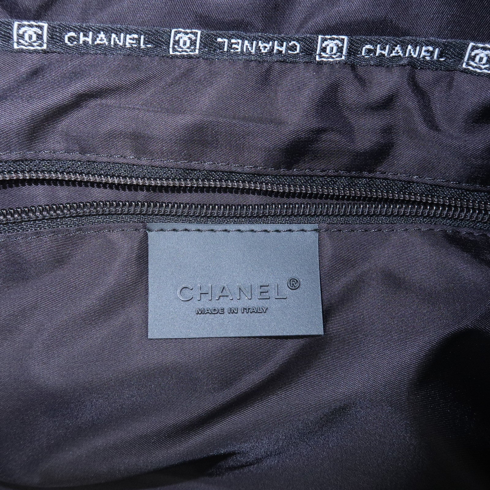 CHANEL Sports Line Felt Nylon Leather Boston Bag Black Used