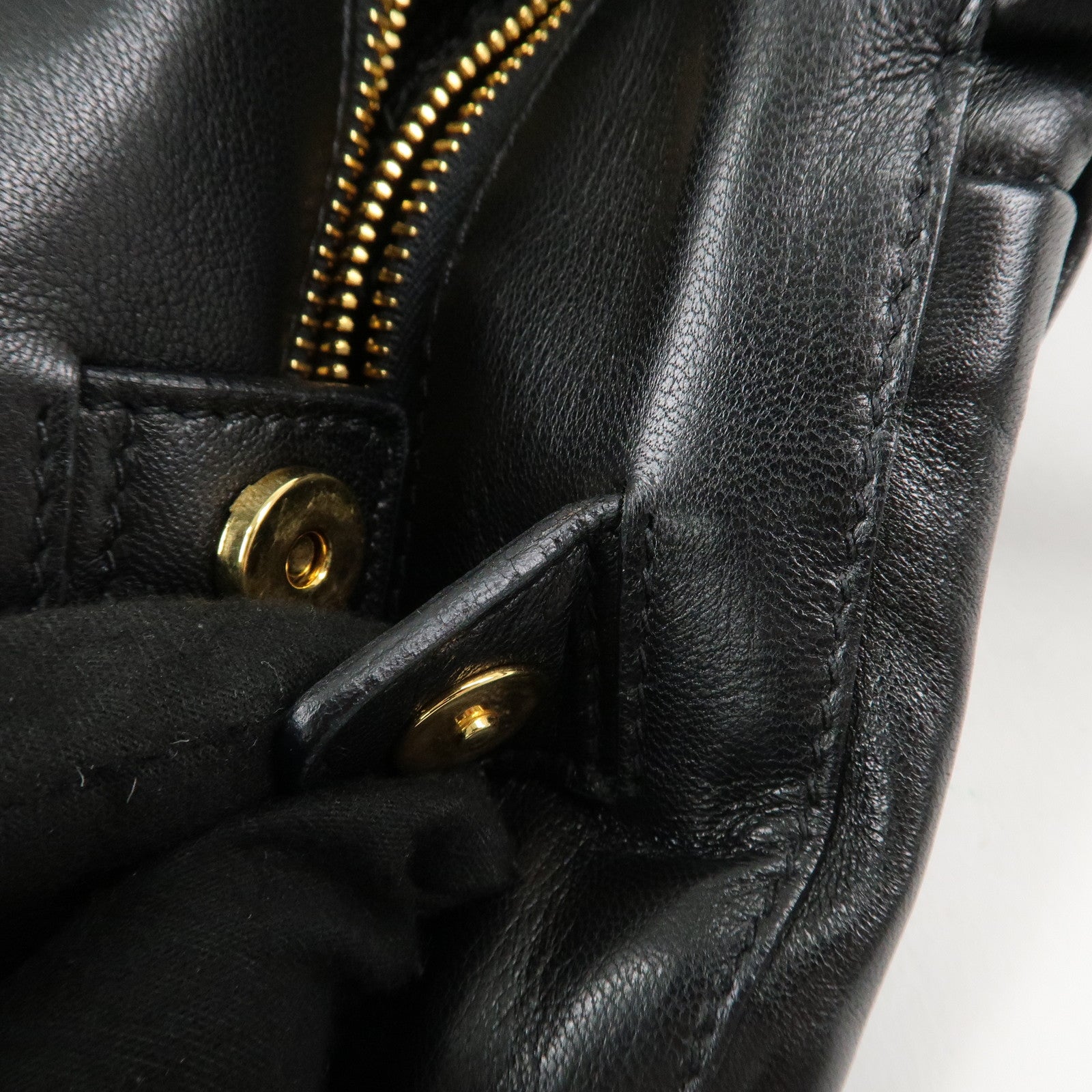 PRADA Nappa Leather Ribbon Tote Bag Hand Bag NERO Black BN1601 Used