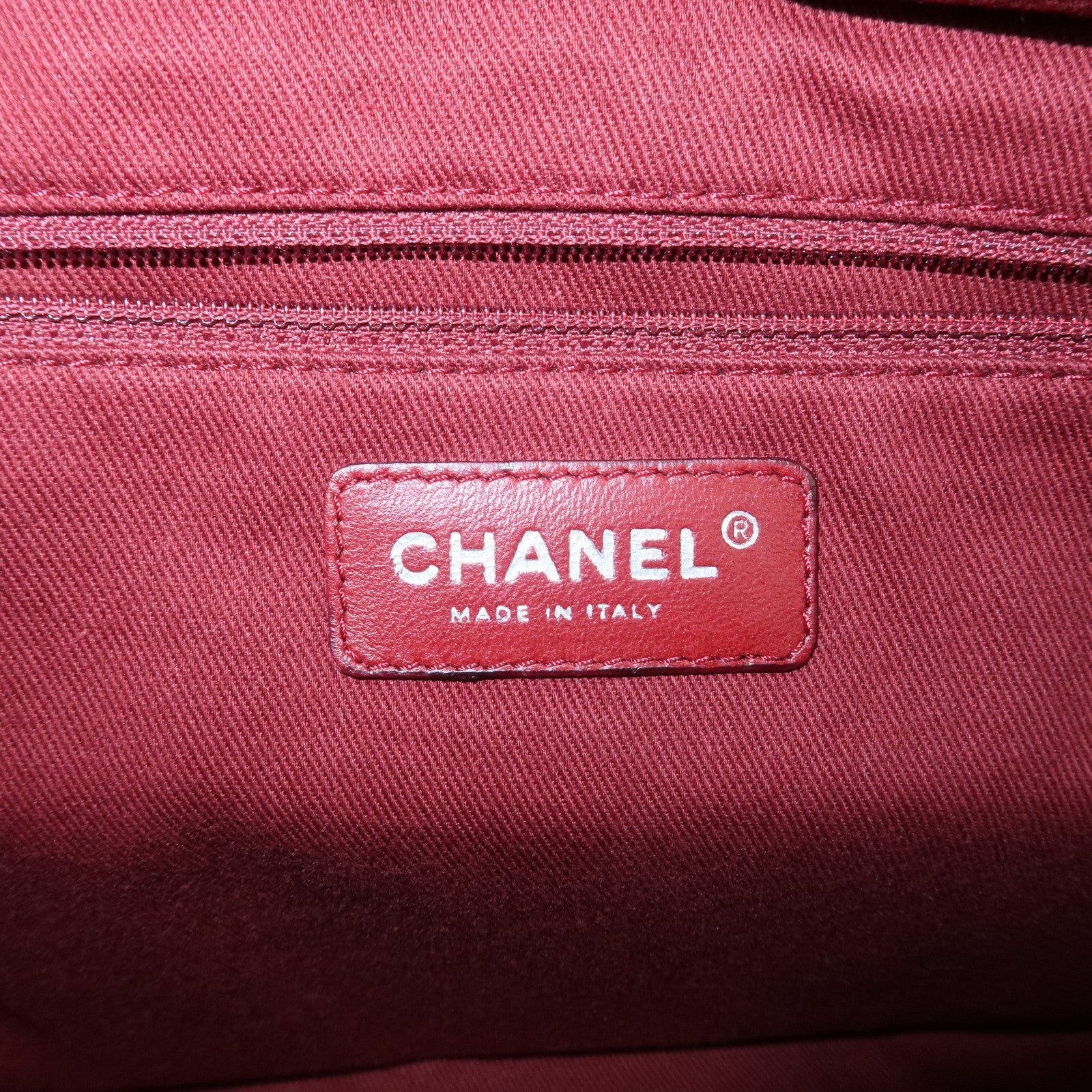 CHANEL Cambon Line Lamb Skin Cotton Club Hand Bag Bronze A34318 Used