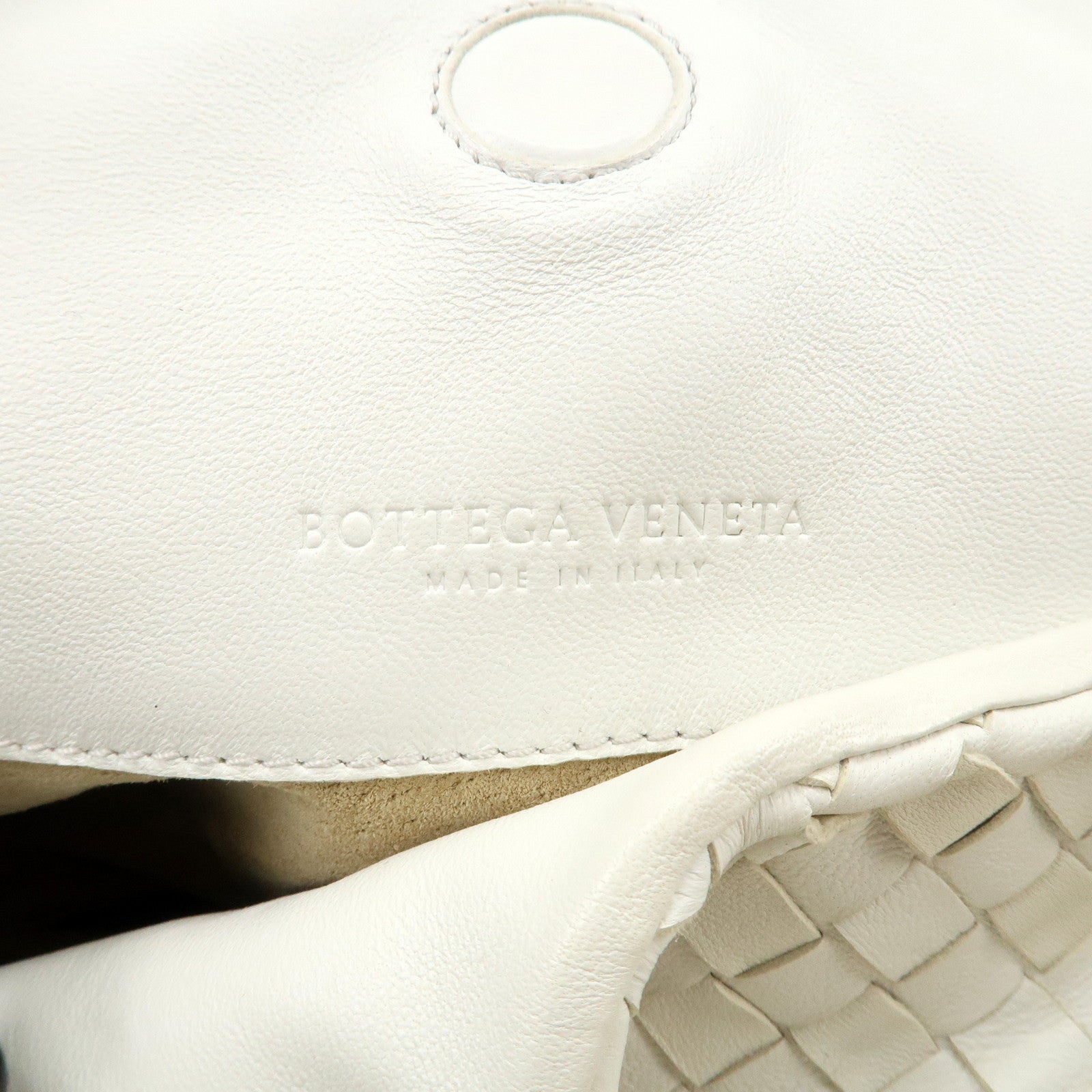 BOTTEGA VENETA Intrecciato Leather Campana Shoulder Bag White 125787 Used