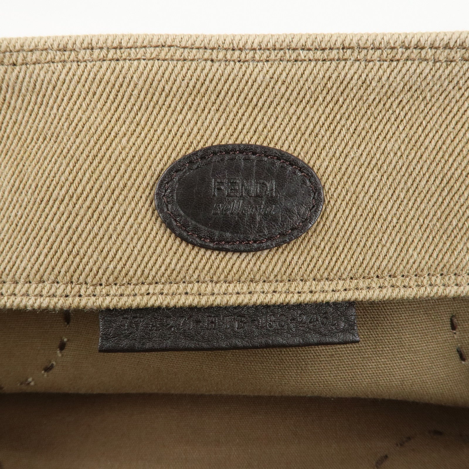 FENDI Canvas Leather Tote Bag Shoulder Bag Hand Bag Beige Used