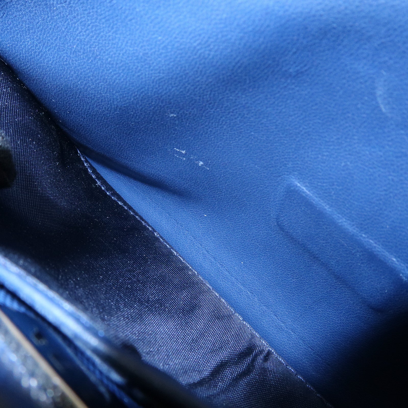 PRADA Leather Shoulder Bag Blue Navy Used