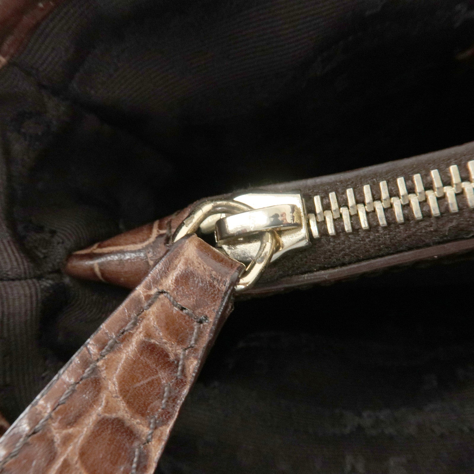 CELINE Straw Leather Boogie Bag Hand Bag Beige Brown Gold HDW Used