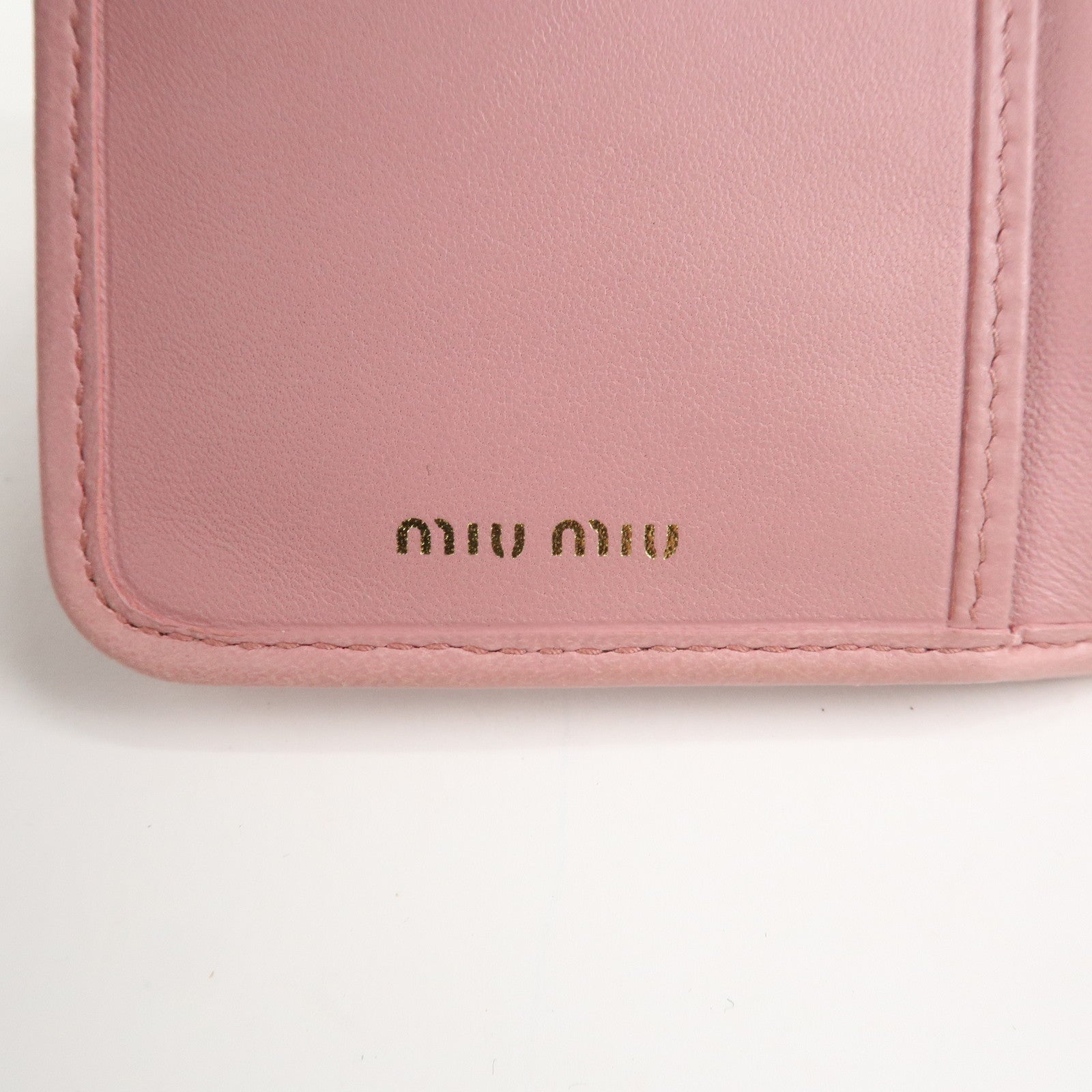 MIU MIU Matelasse Leather Trifold Wallet Pink 5ML225 Used