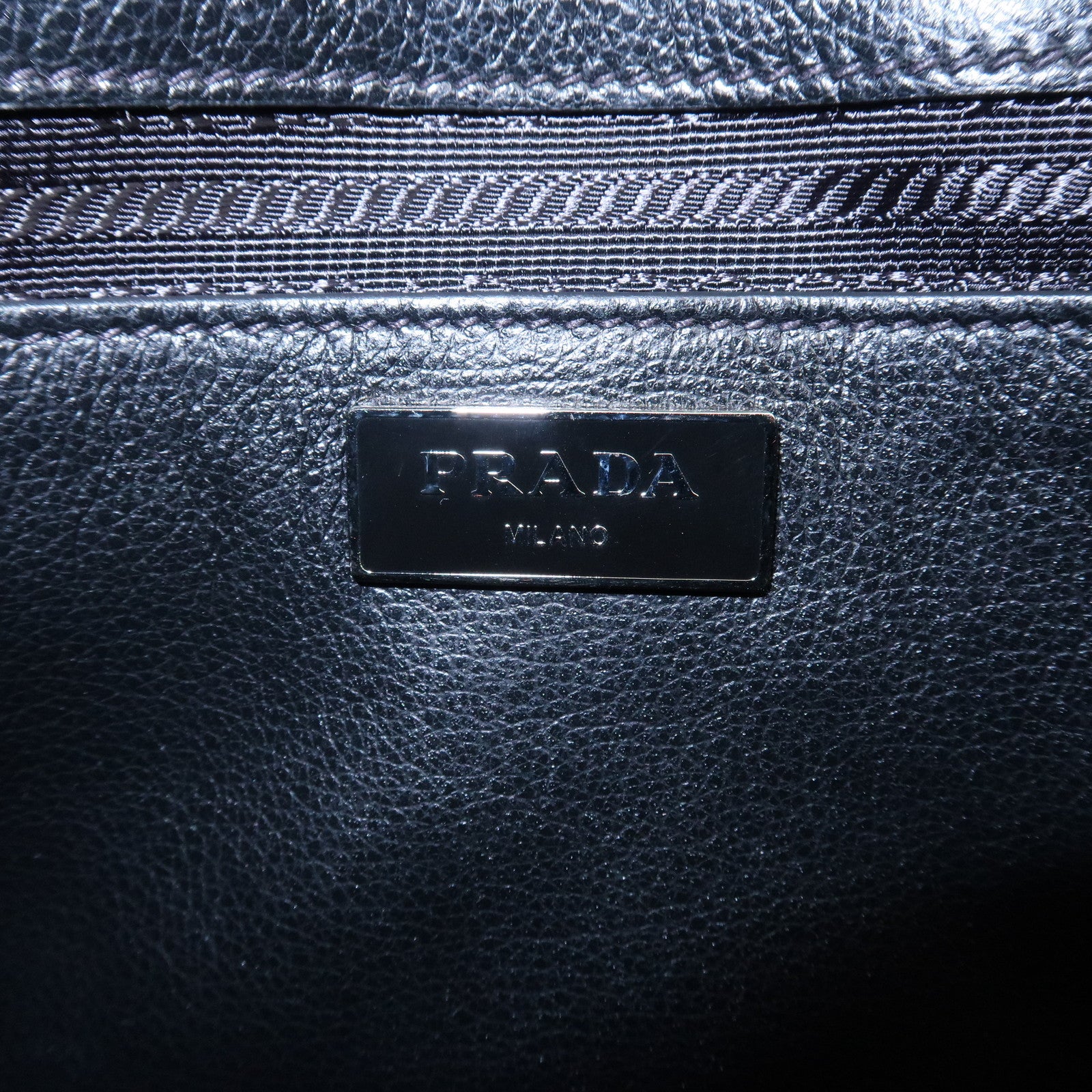 PRADA Unborn Calf Suede Leather 2Way Hand Bag Blue Black 1BA025 Used