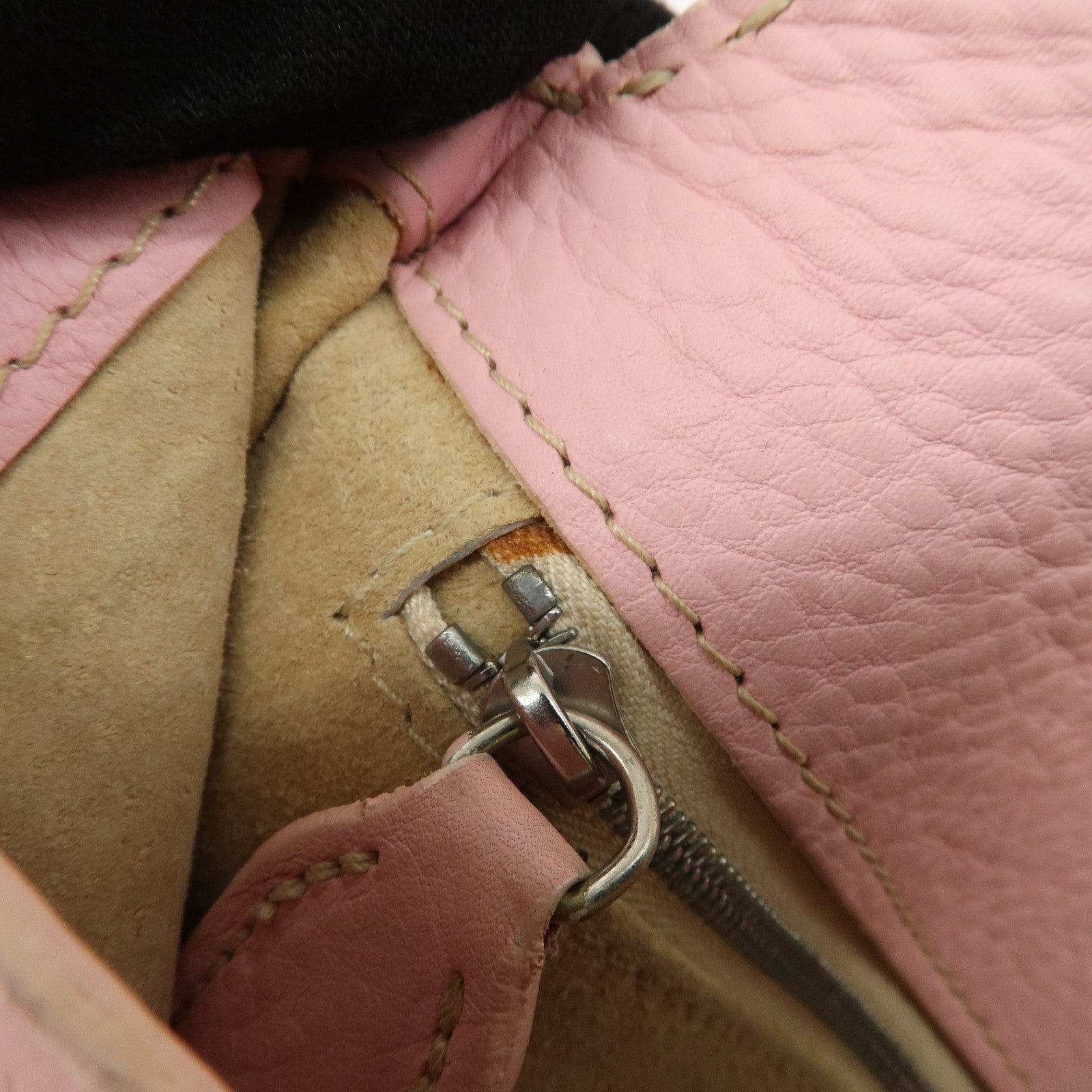 FENDI Selleria Mamma Baguette Leather Shoulder Bag Pink 8BR101 Used