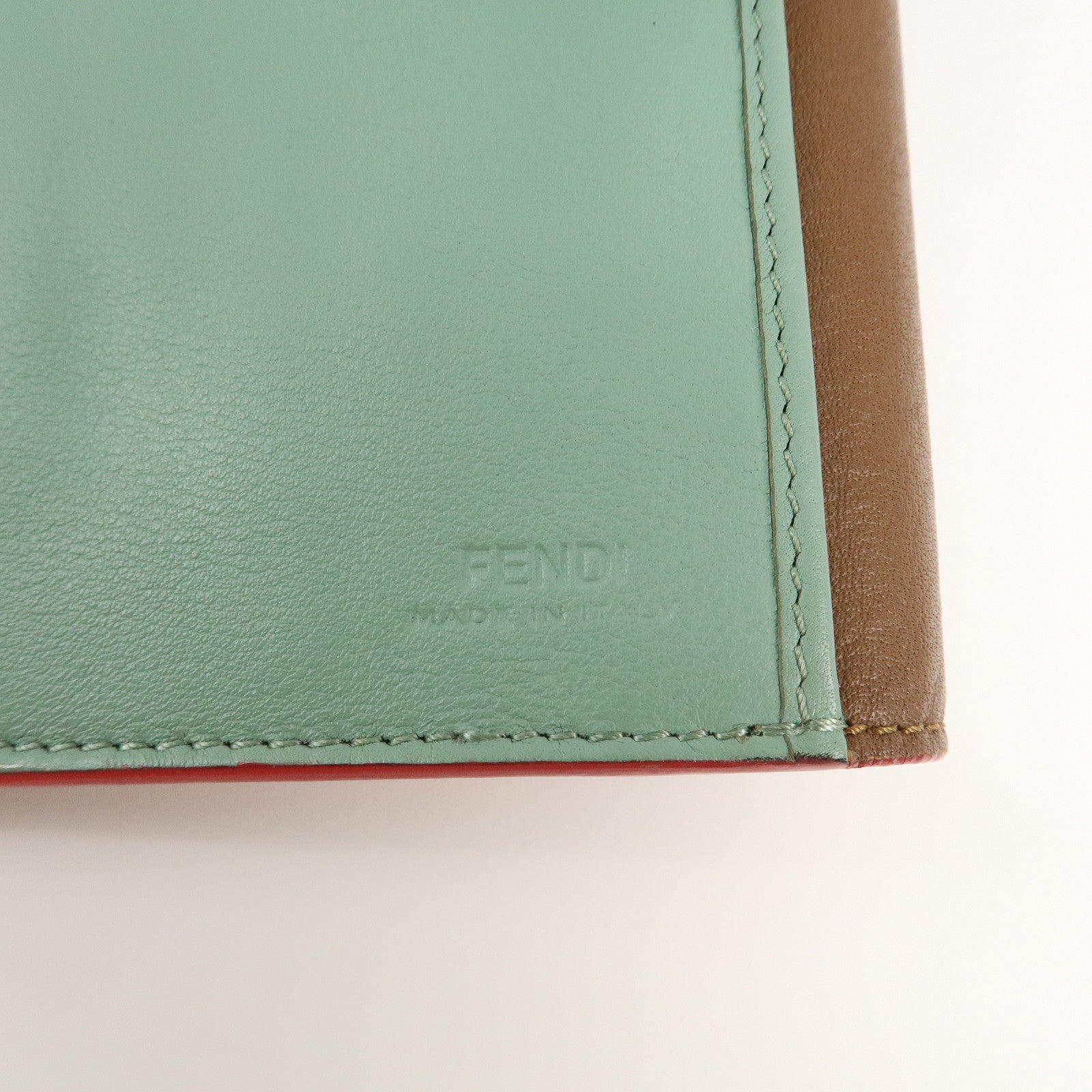 FENDI Leather Peekaboo Continental Wallet Brown 8M0308 Used