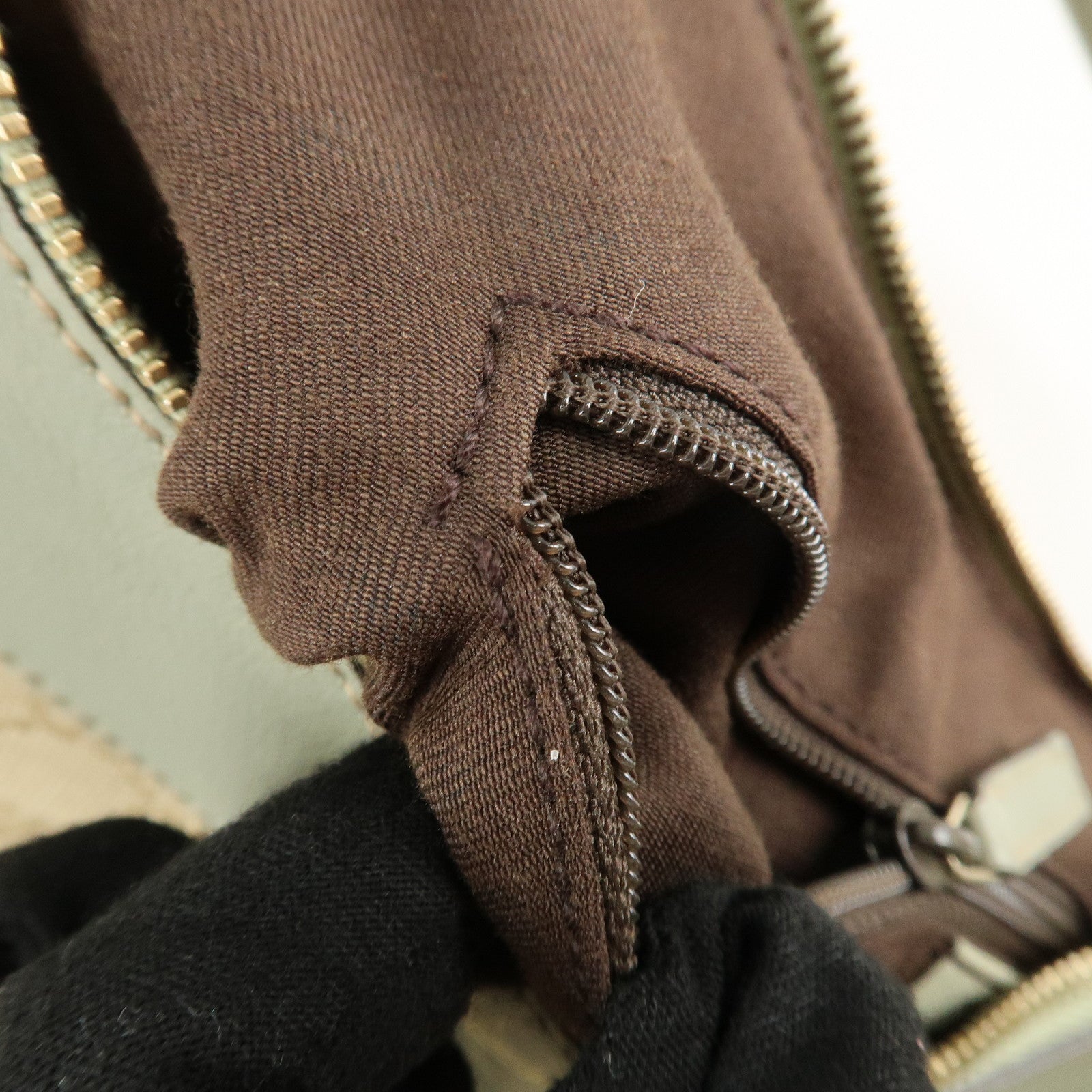 GUCCI Abbey GG Canvas Leather Shoulder Bag Beige Gold 189833 Used