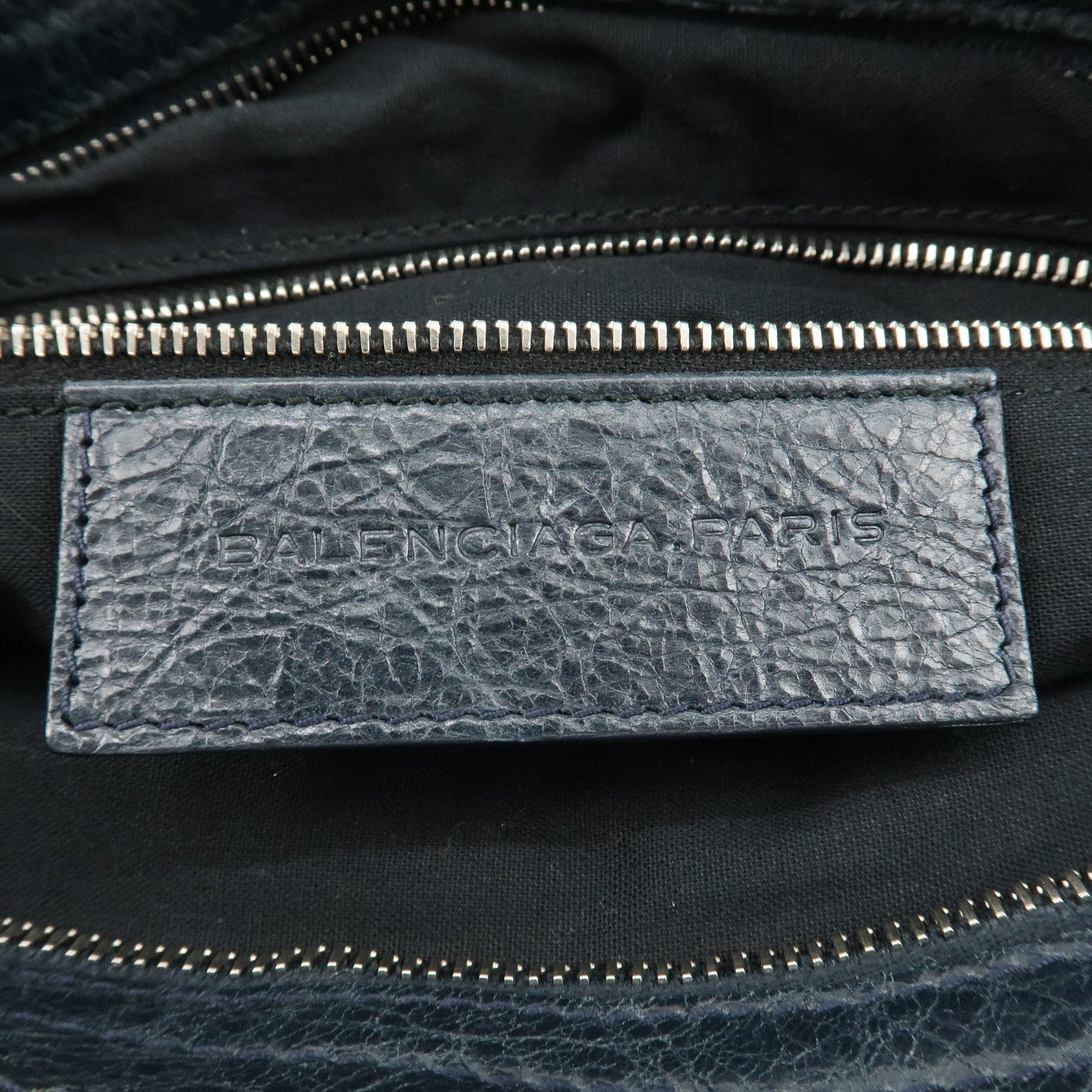 BALENCIAGA The Giant Town Leather 2Way Hand Bag Navy 285434 Used