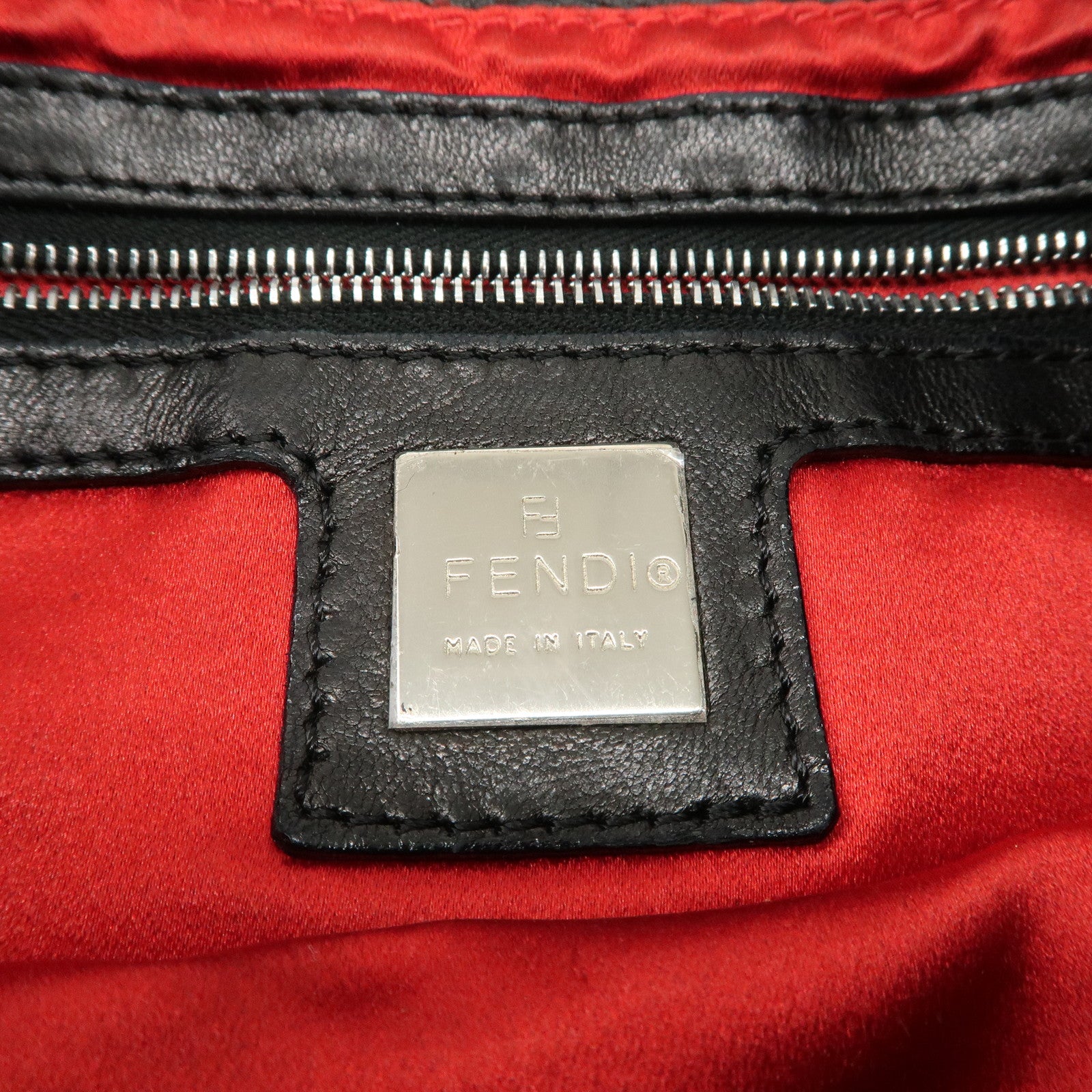 FENDI Mamma Baguette Leather Shoulder Bag Hand Bag Black 26424 Used
