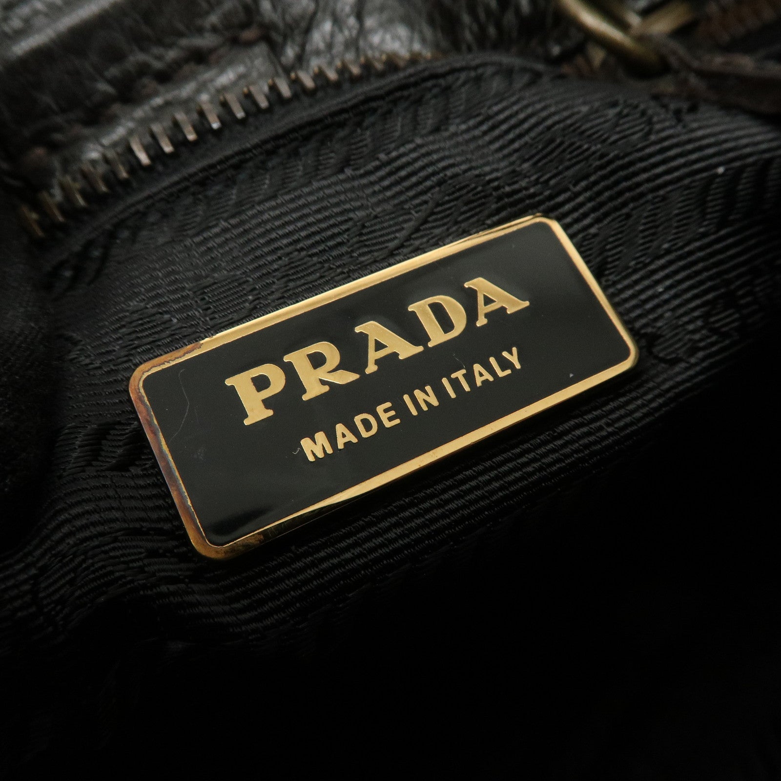 PRADA Nylon Leather Shoulder Bag Black Dark Brown BR1973 Used
