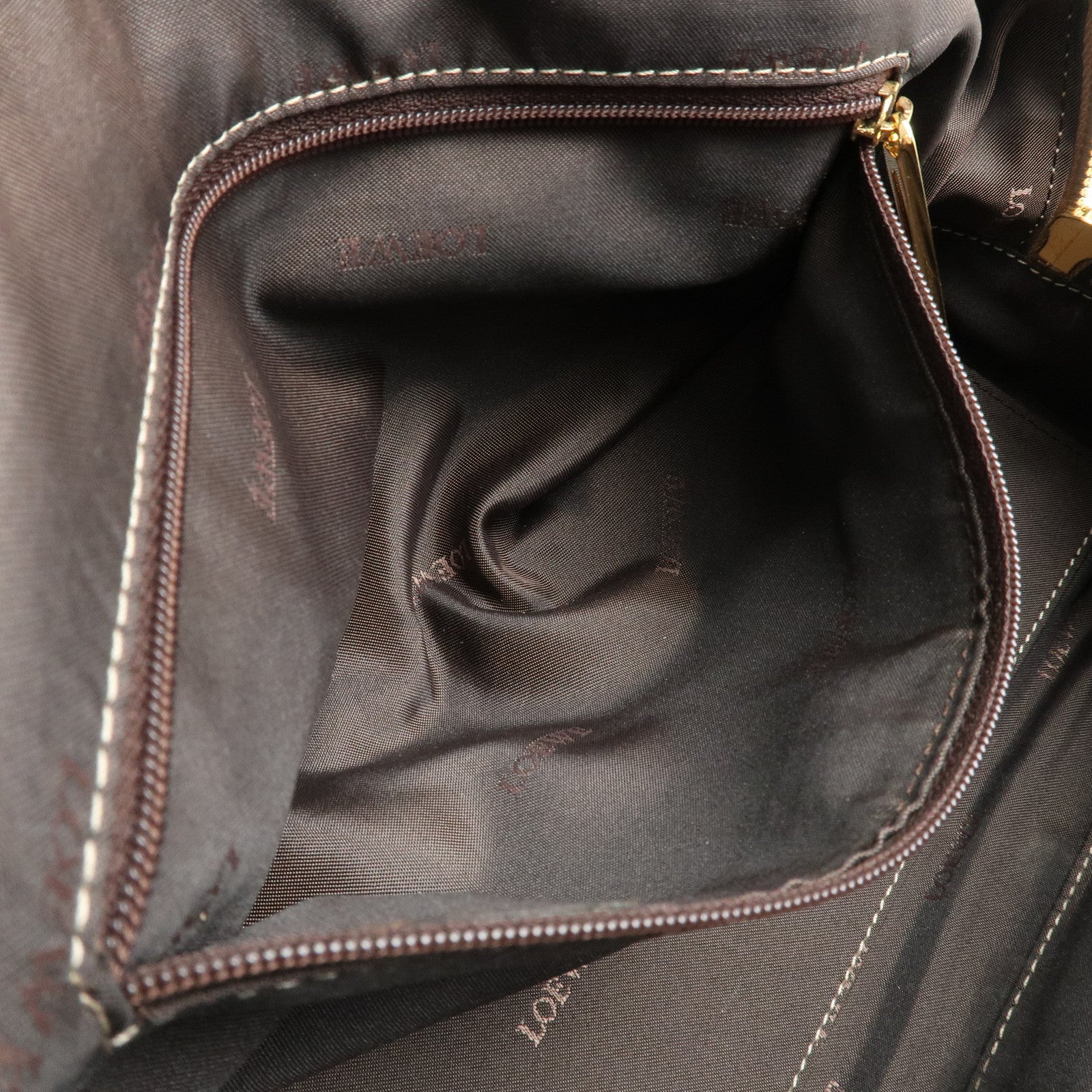 LOEWE Anagram Leather Amazona 28 Hand Bag Boston Bag Gold Used