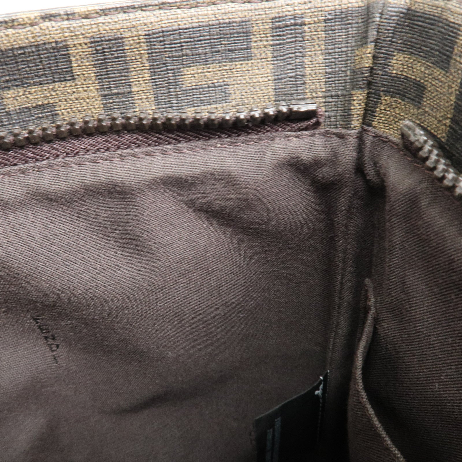 FENDI Zucca Print PVC Shoulder Bag Khaki Black 7VA207 Used