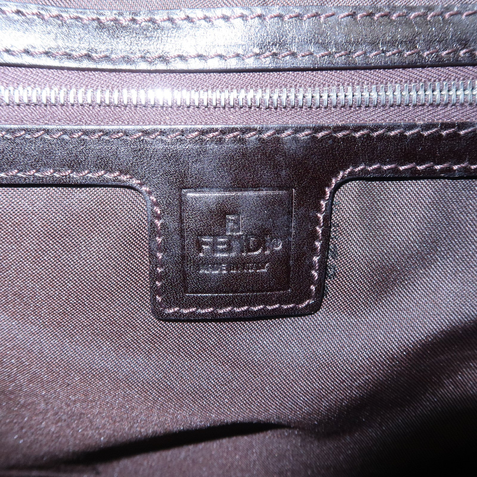 FENDI Zucca Canvas Leather Tote Bag Brown Black 26329 Used