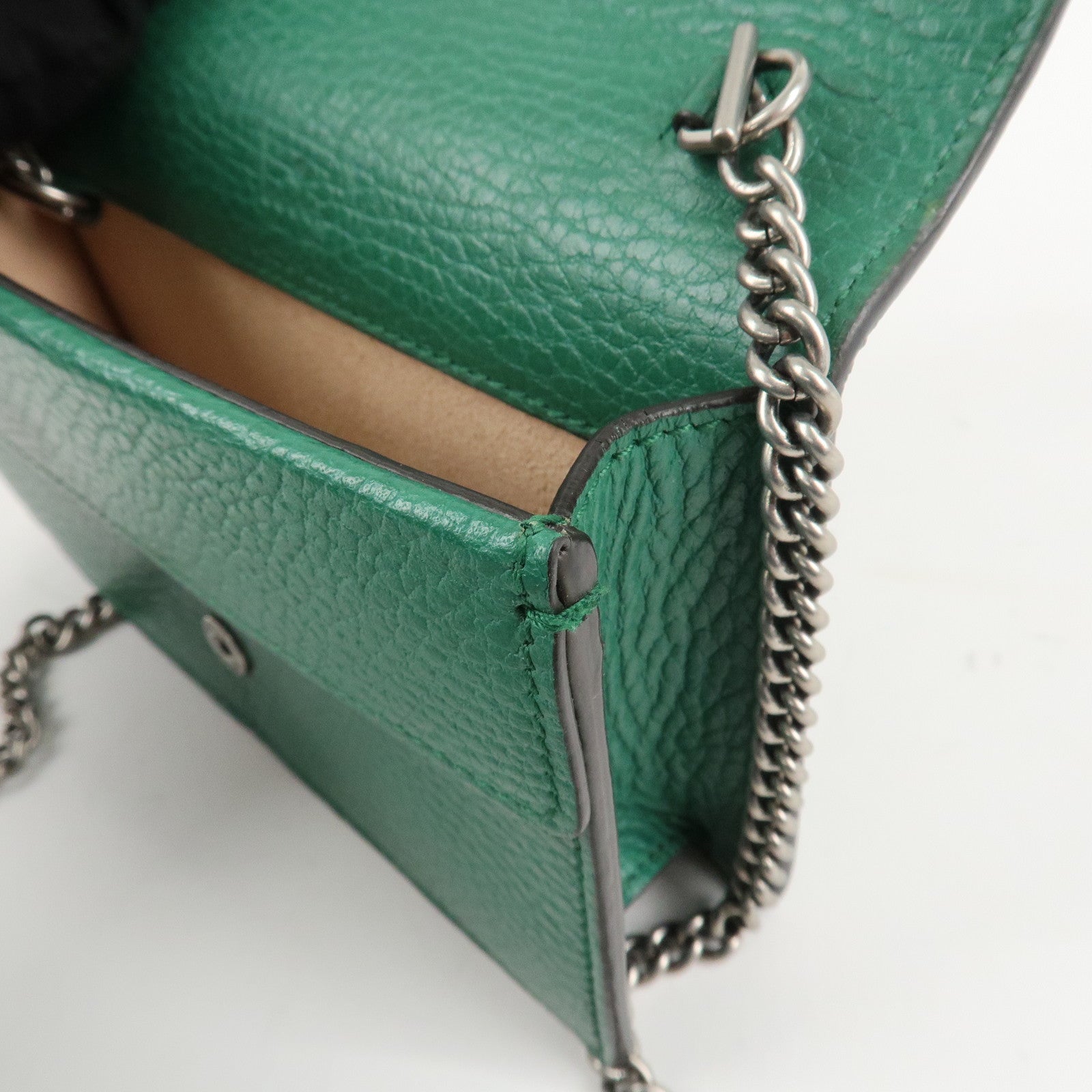 GUCCI Dionysus Leather Chain Shoulder Bag Green 476432 Used