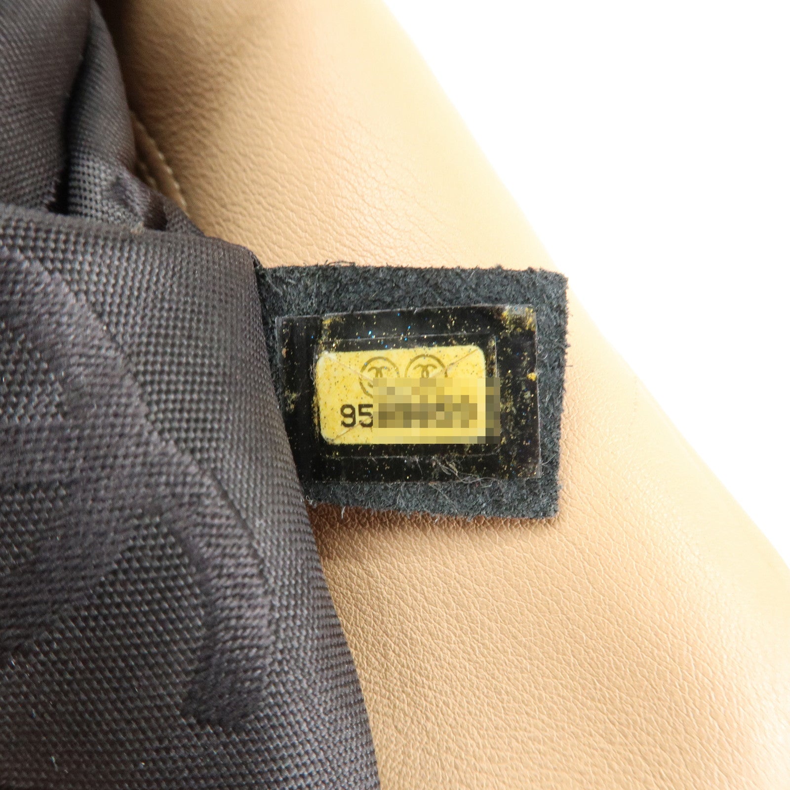 CHANEL Cambon Line Lamb Skin Bowling Bag Hand Bag Beige A25171 Used