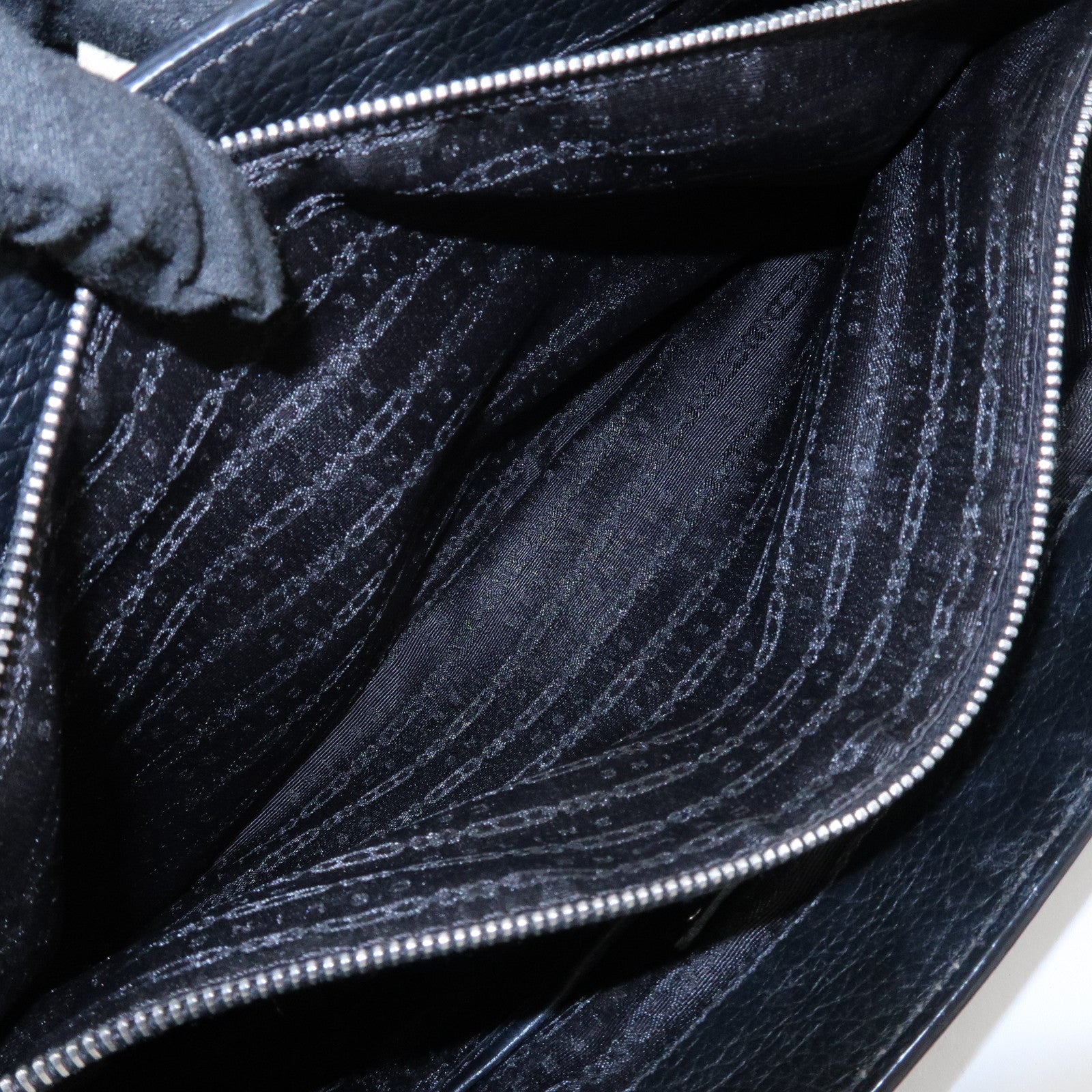 CELINE Leather Boogie Bag Hand Bag Silver Hard Ware Black Used