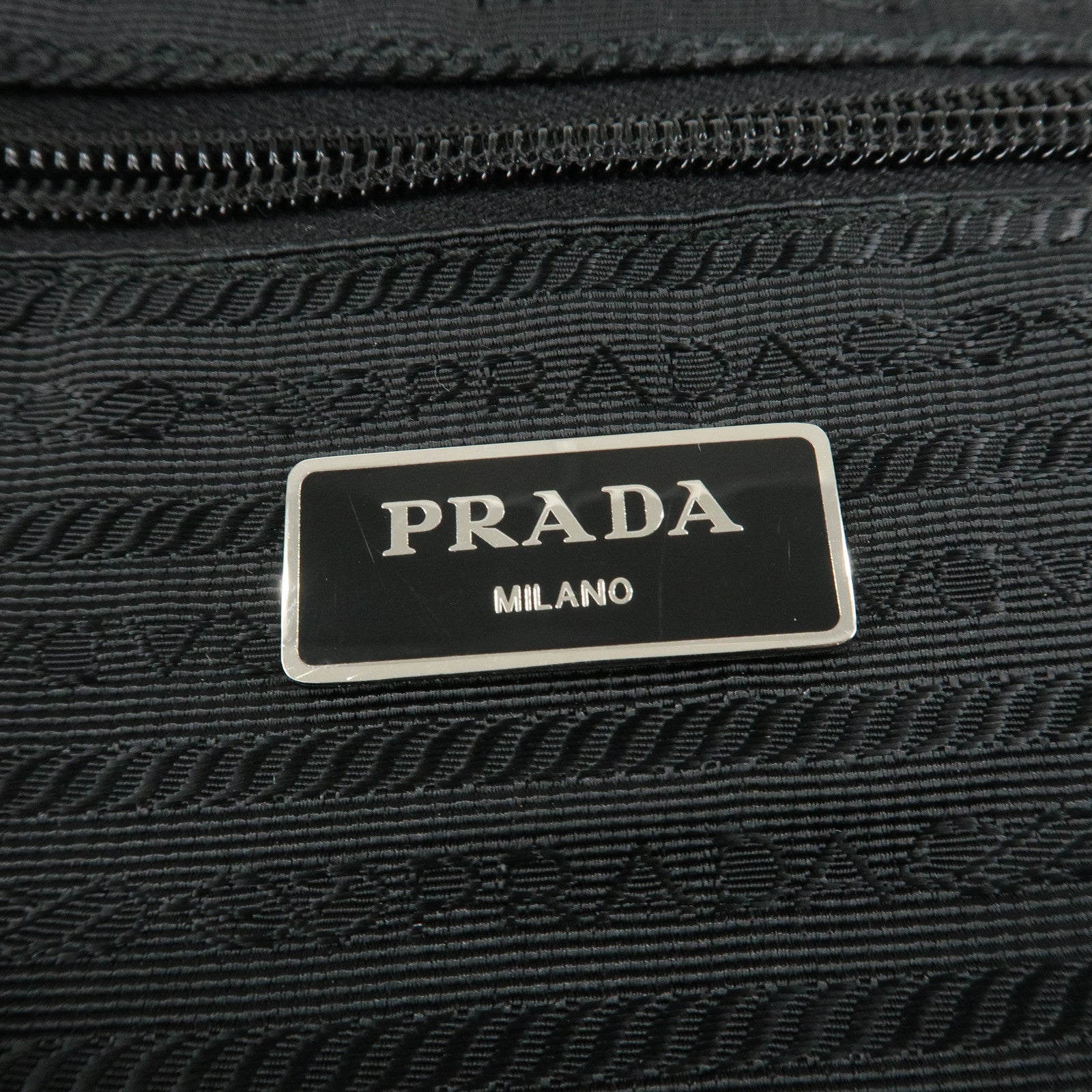 PRADA Logo Nylon Leather Back Pack Ruck Sack NERO Black BZ2811 Used