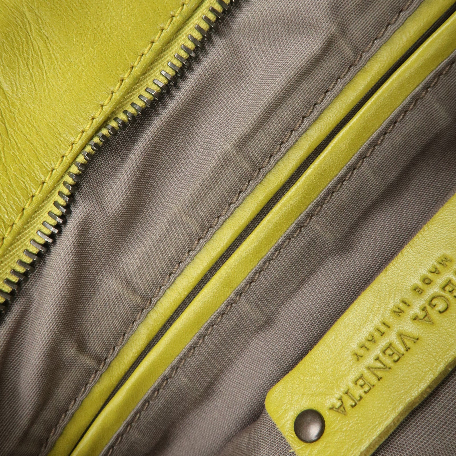 BOTTEGA VENETA Intrecciato Leather Shoulder Bag Yellow Used