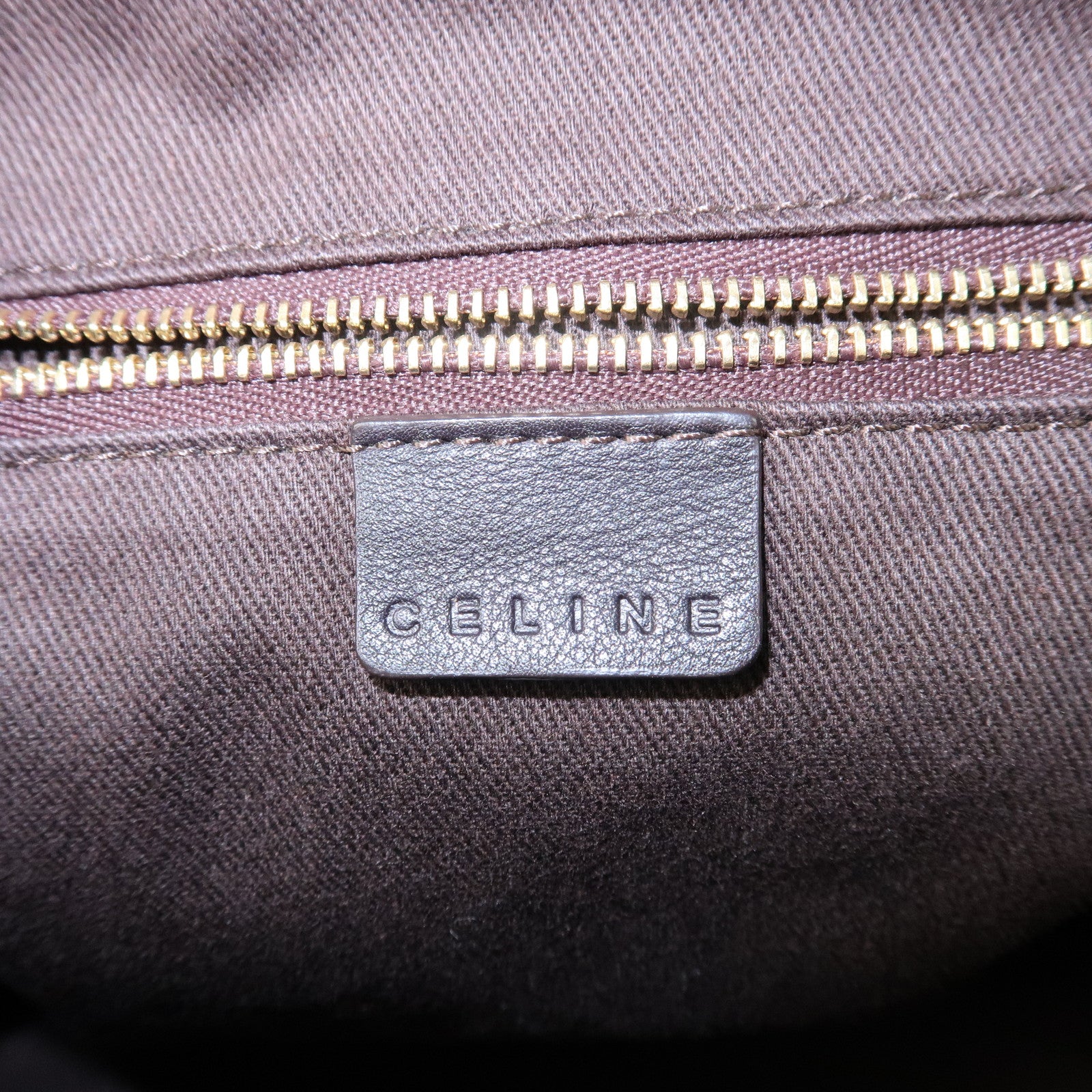 CELINE Macadam Canvas Leather Shoulder Crossbody Bag Beige Brown Used